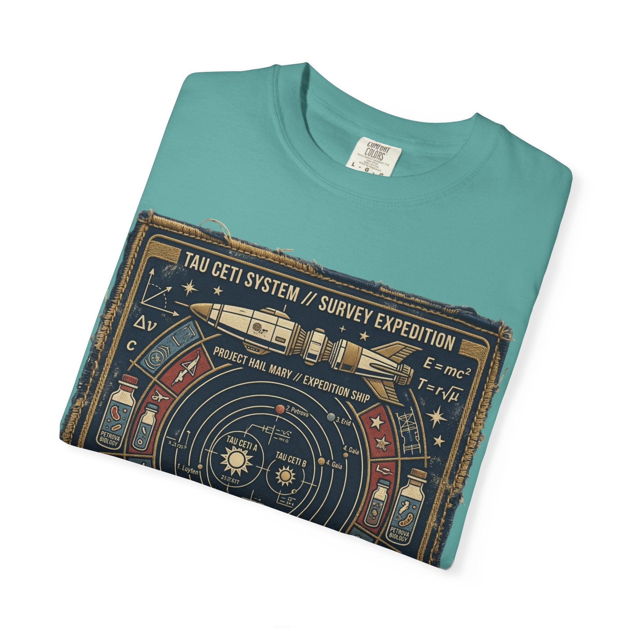 Astronaut Mission Patch T-Shirt — Solar System Survey '2047' Vintage Space Graphic Shirt