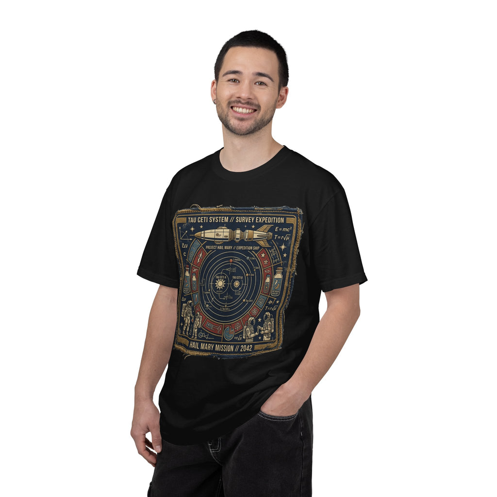 Astronaut Mission Patch T-Shirt — Solar System Survey '2047' Vintage Space Graphic Shirt
