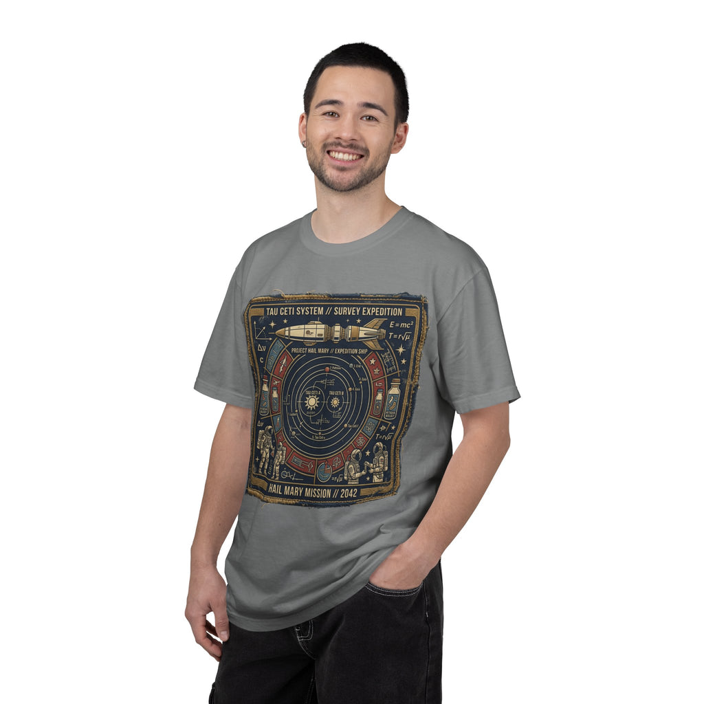 Astronaut Mission Patch T-Shirt — Solar System Survey '2047' Vintage Space Graphic Shirt