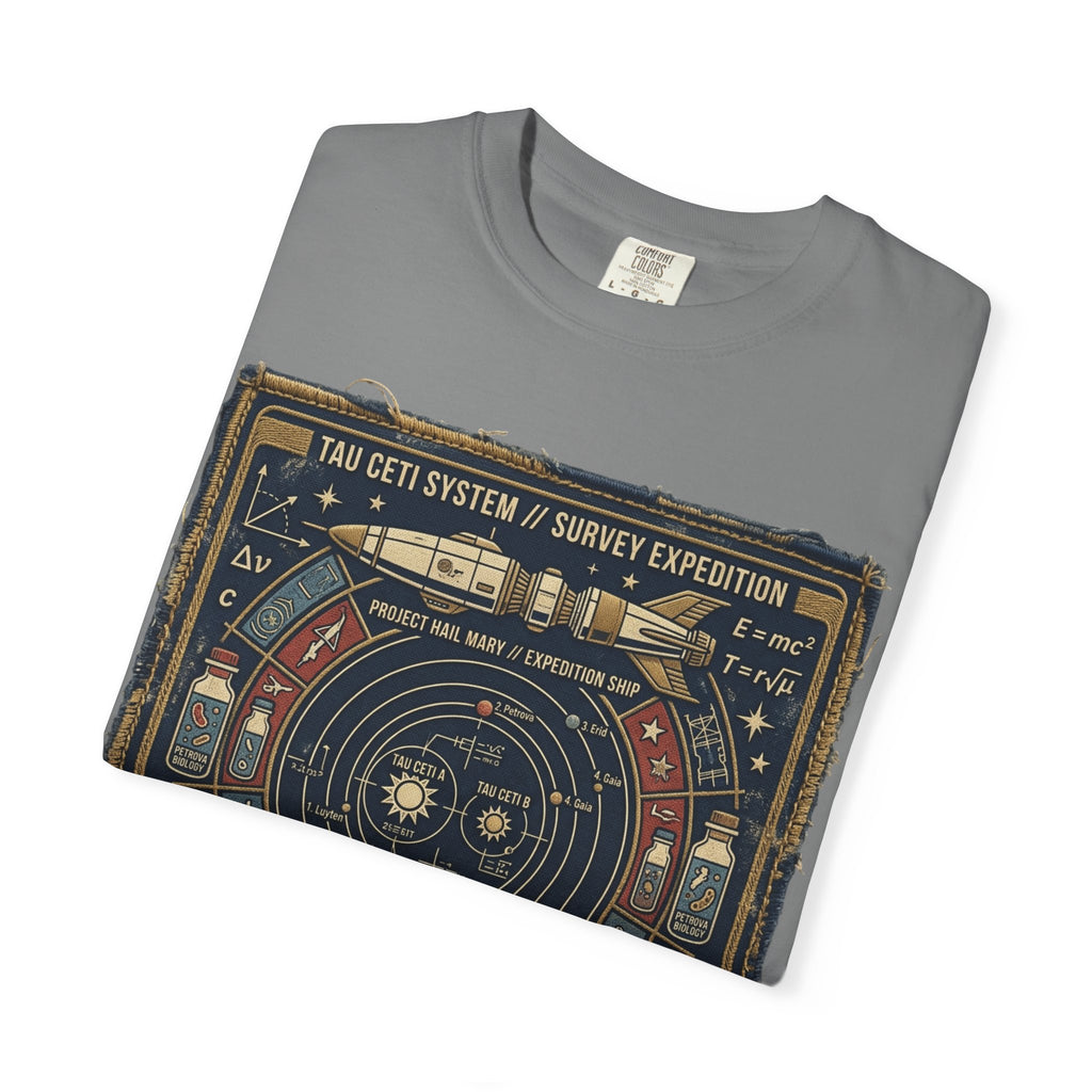 Astronaut Mission Patch T-Shirt — Solar System Survey '2047' Vintage Space Graphic Shirt