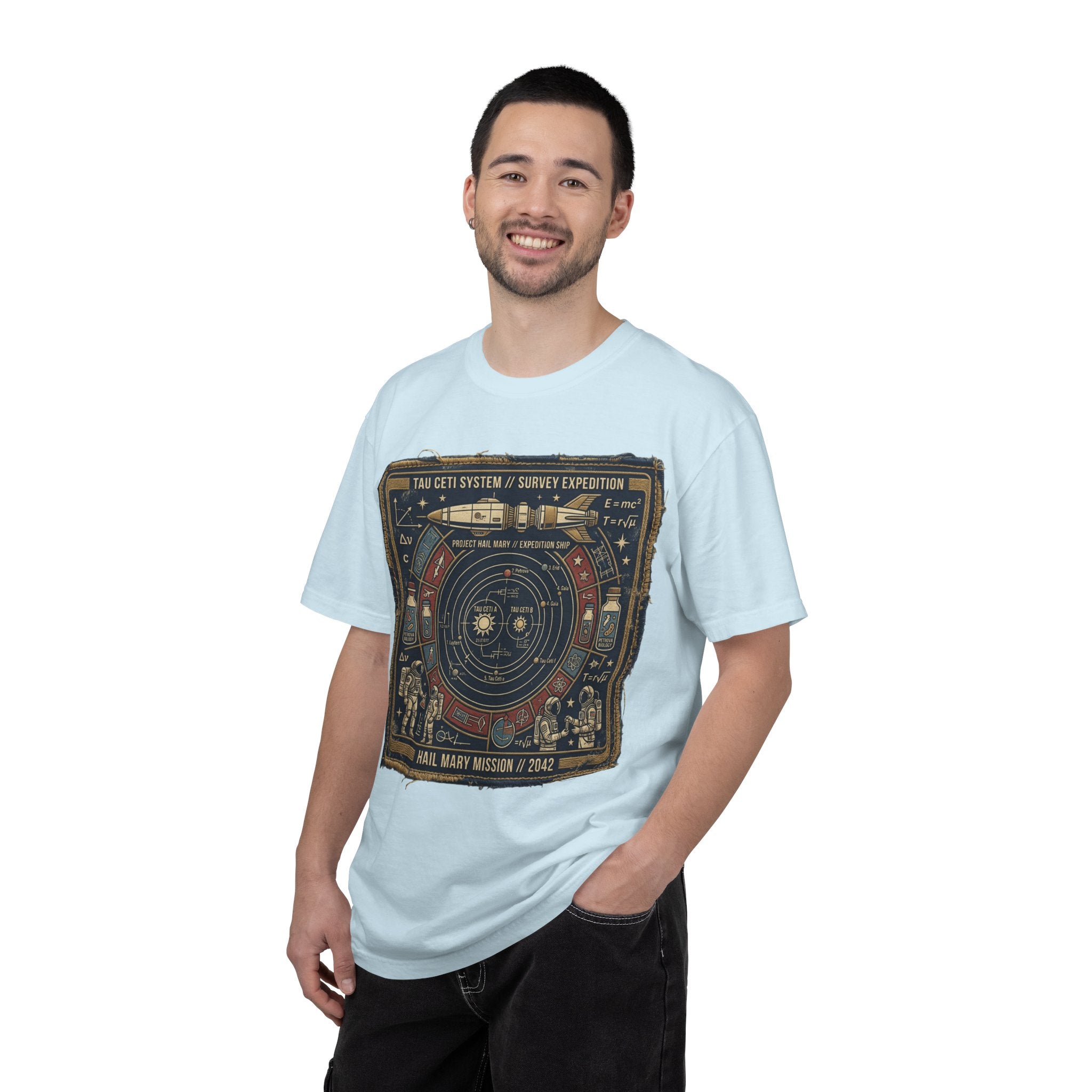 Astronaut Mission Patch T-Shirt — Solar System Survey '2047' Vintage Space Graphic Shirt