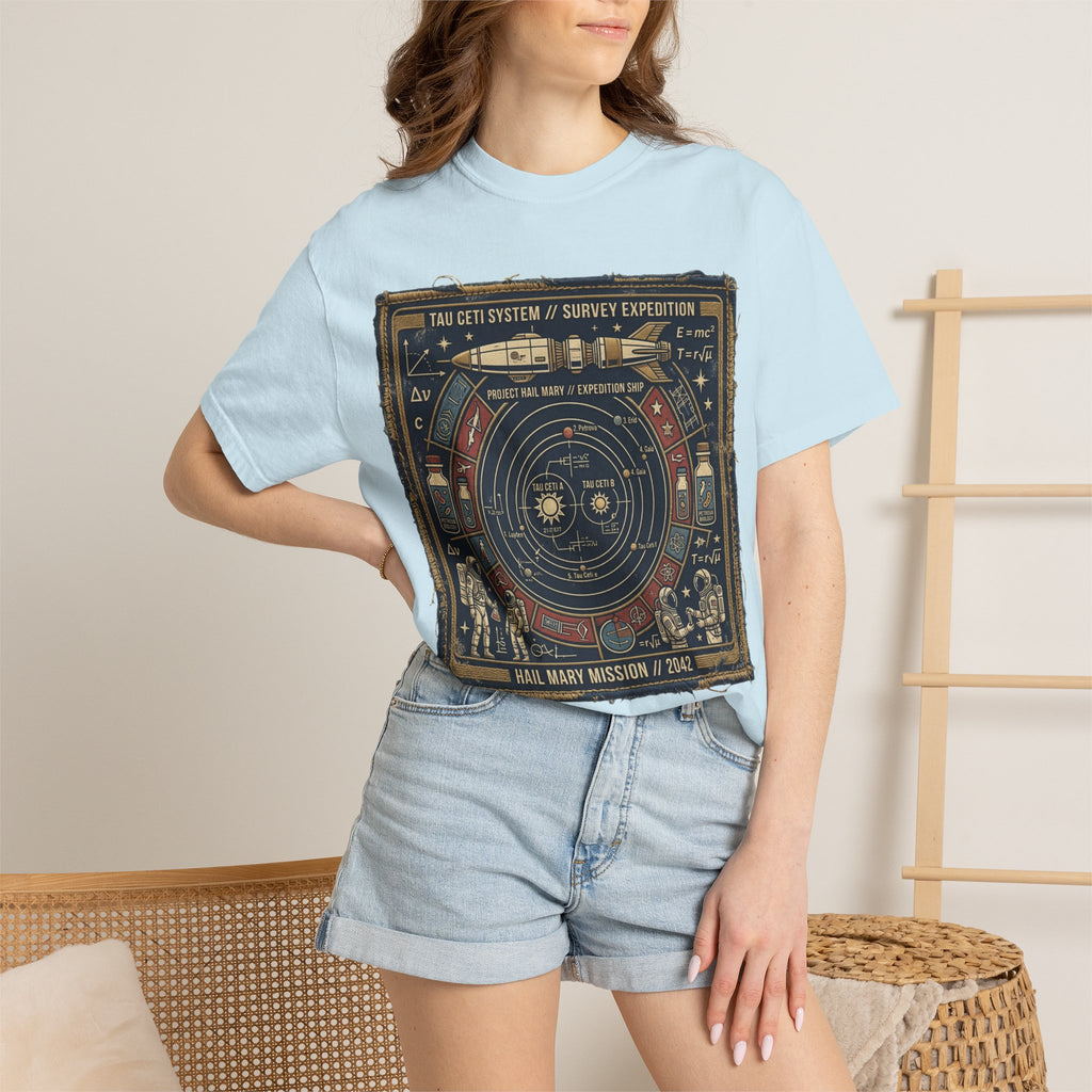 Astronaut Mission Patch T-Shirt — Solar System Survey '2047' Vintage Space Graphic Shirt