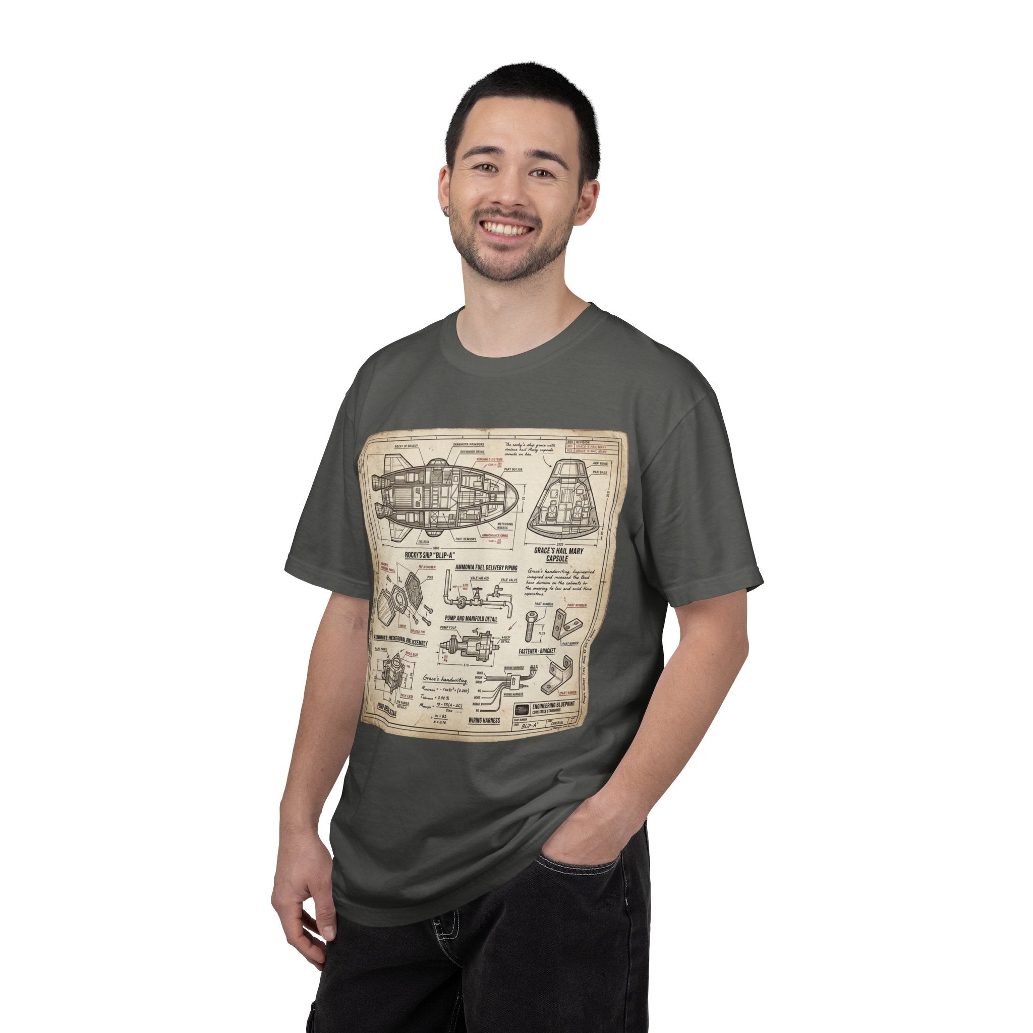 Spacecraft Blueprint T‑Shirt — Vintage Rocket Diagram Tee