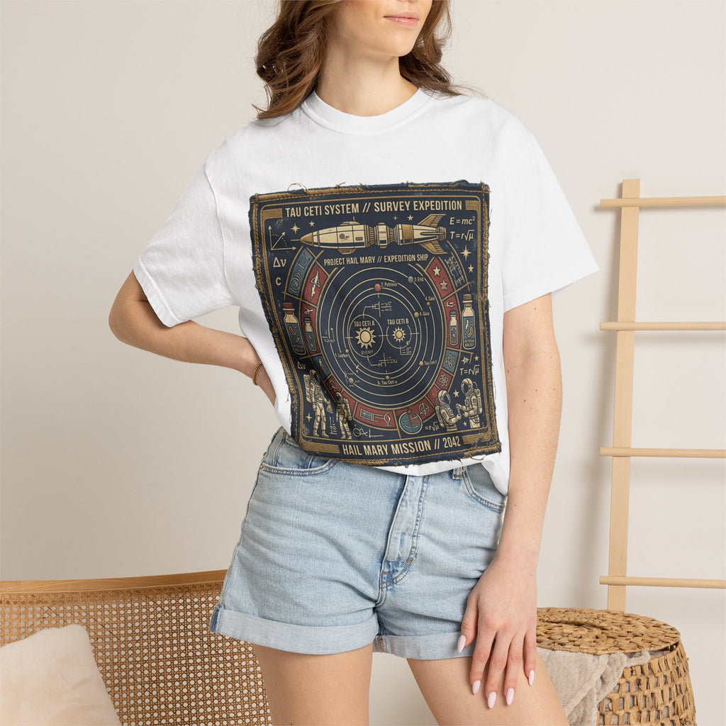 Astronaut Mission Patch T-Shirt — Solar System Survey '2047' Vintage Space Graphic Shirt