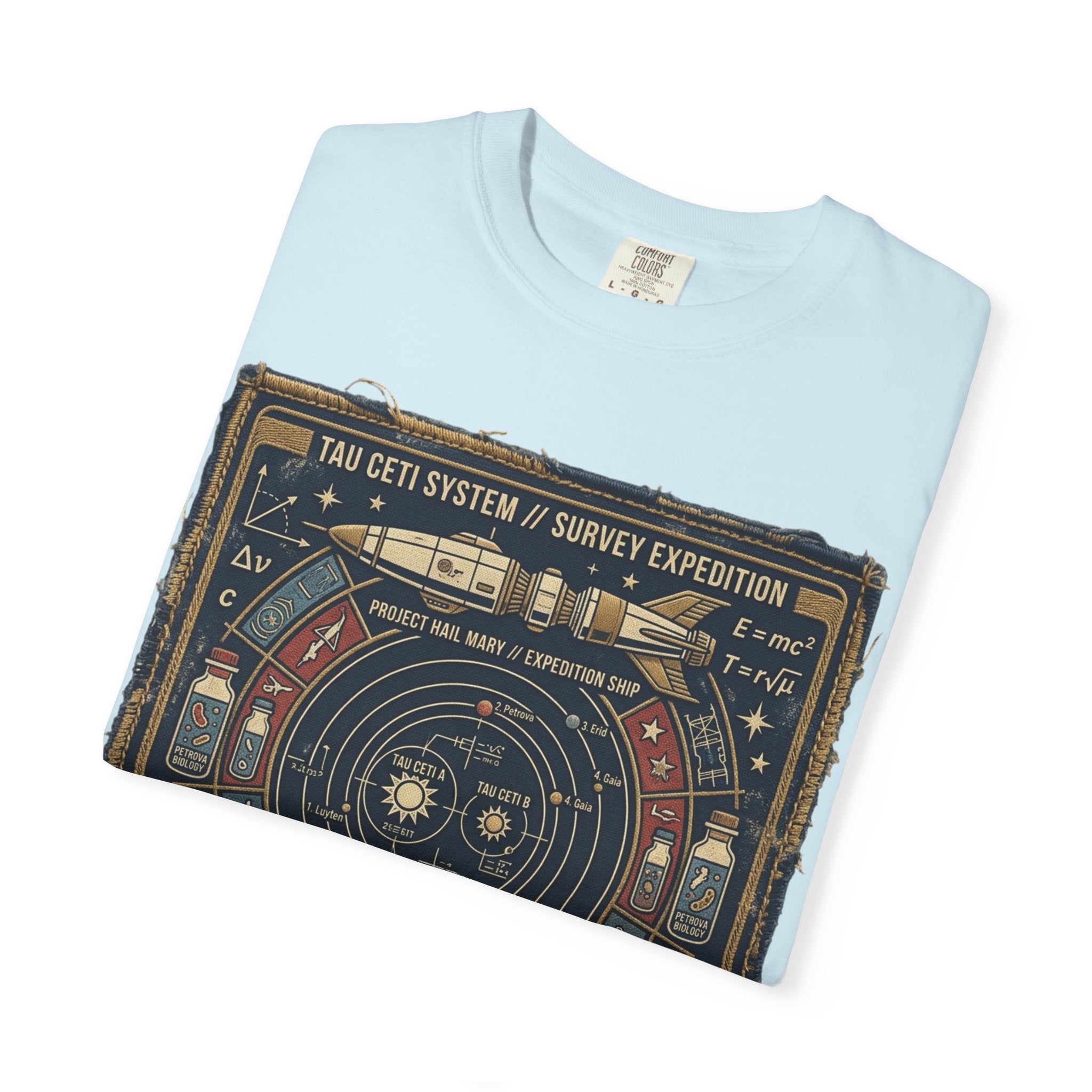 Astronaut Mission Patch T-Shirt — Solar System Survey '2047' Vintage Space Graphic Shirt