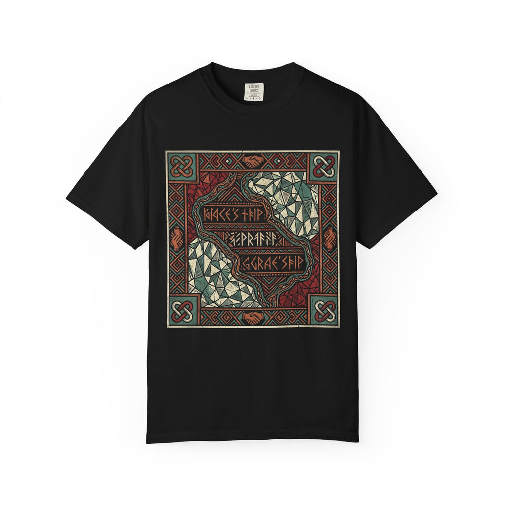 Viking Knotwork "Brace Ship" Graphic T-Shirt — Norse Celtic Myth Art Tee