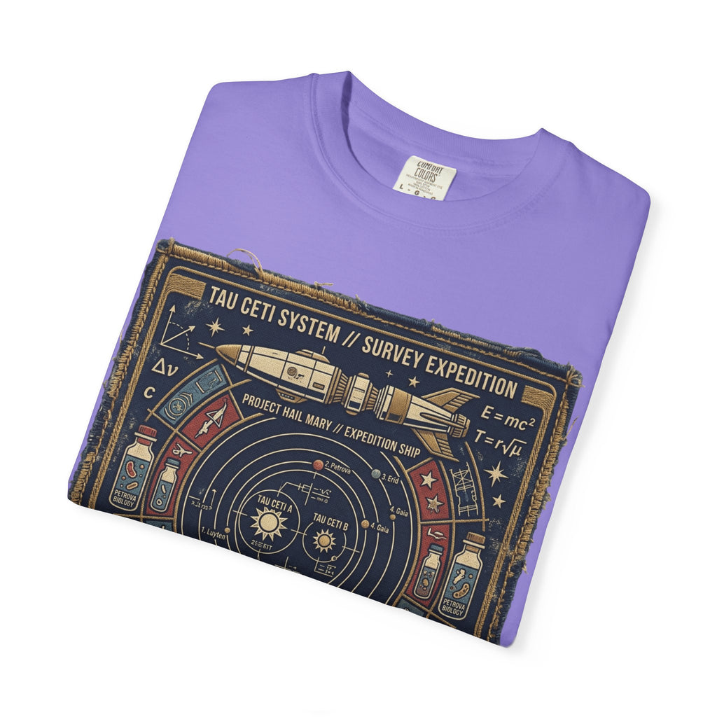 Astronaut Mission Patch T-Shirt — Solar System Survey '2047' Vintage Space Graphic Shirt