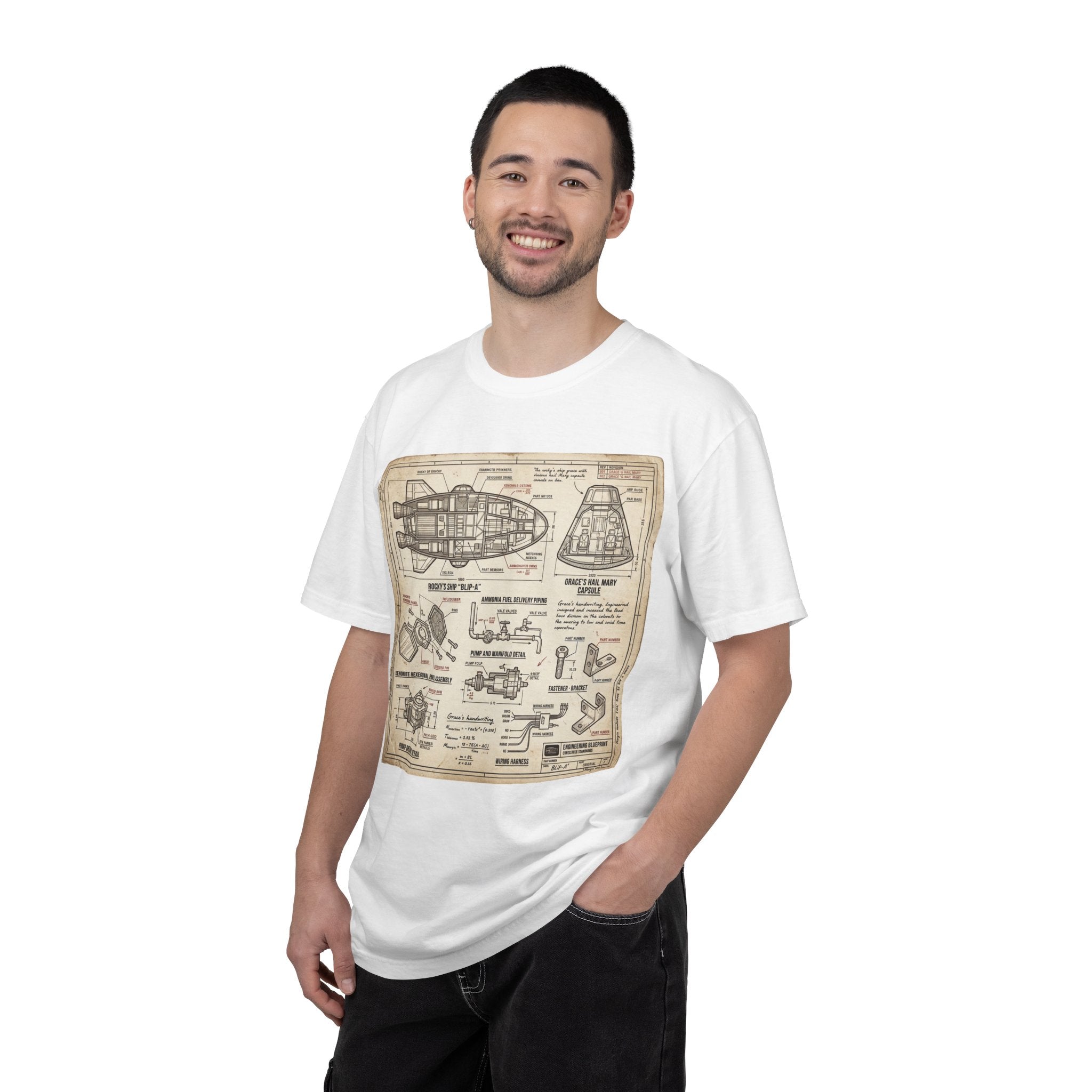 Spacecraft Blueprint T‑Shirt — Vintage Rocket Diagram Tee