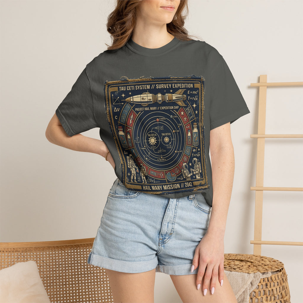 Astronaut Mission Patch T-Shirt — Solar System Survey '2047' Vintage Space Graphic Shirt