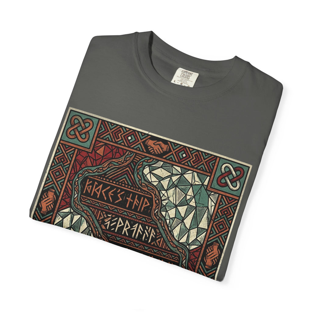 Viking Knotwork "Brace Ship" Graphic T-Shirt — Norse Celtic Myth Art Tee