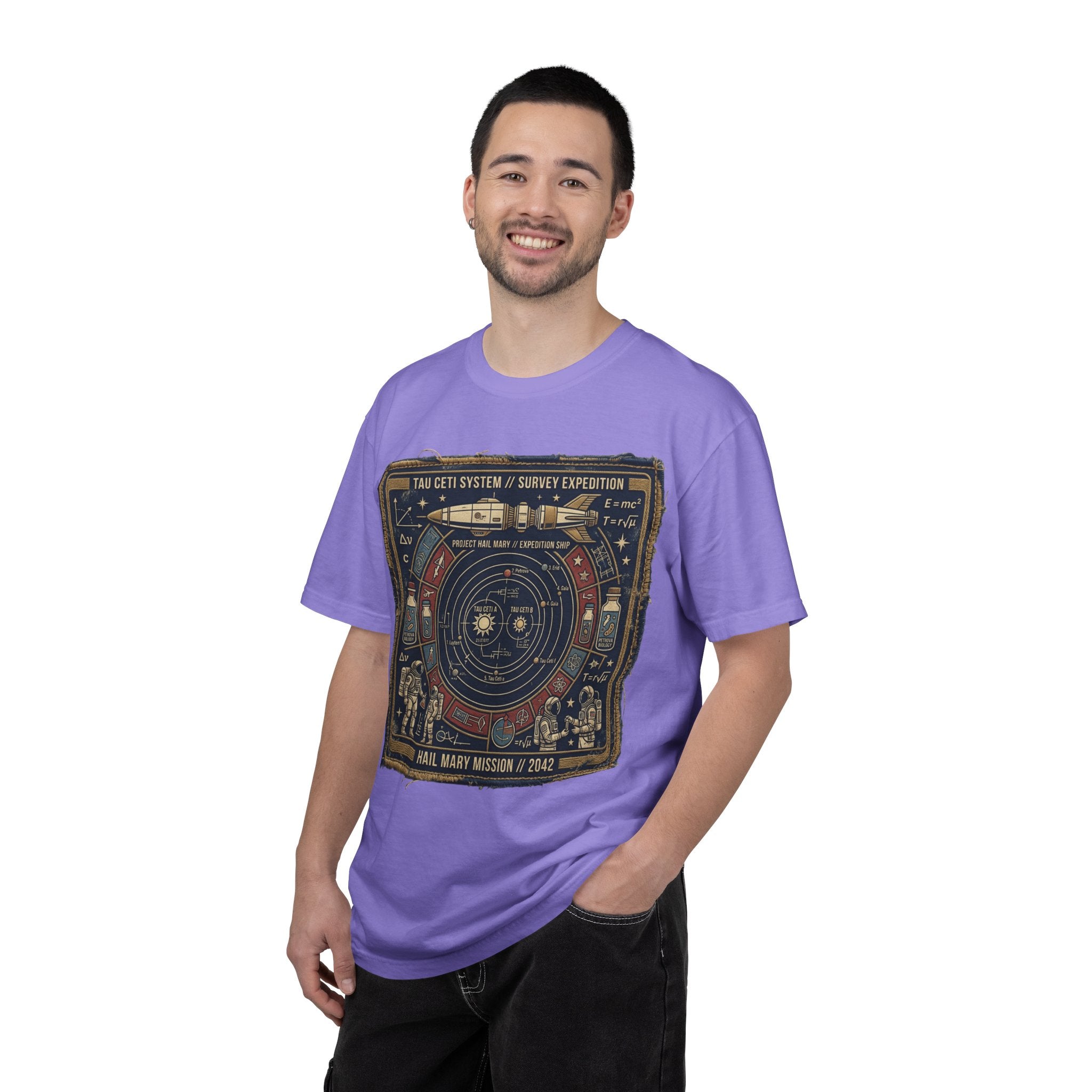 Astronaut Mission Patch T-Shirt — Solar System Survey '2047' Vintage Space Graphic Shirt