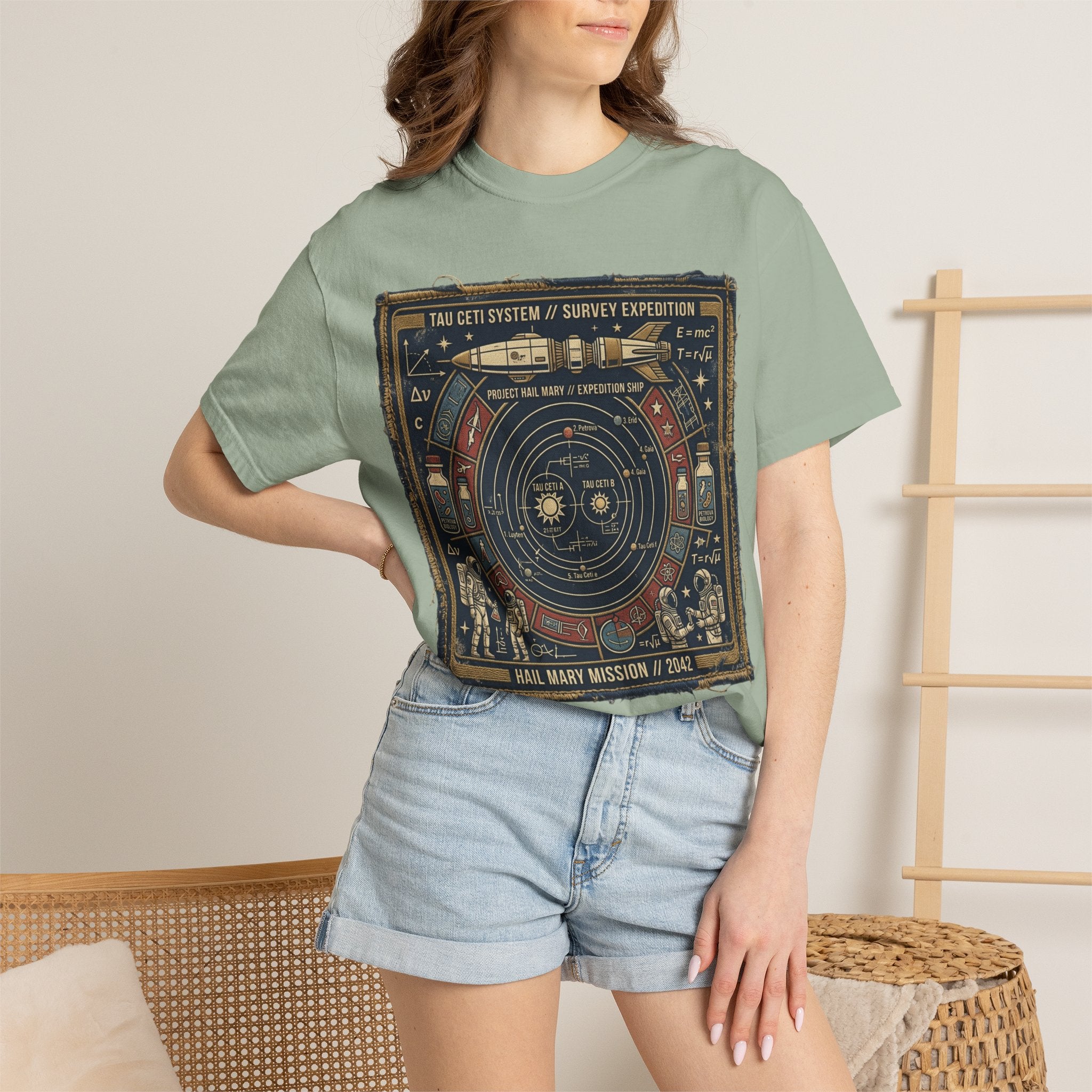 Astronaut Mission Patch T-Shirt — Solar System Survey '2047' Vintage Space Graphic Shirt