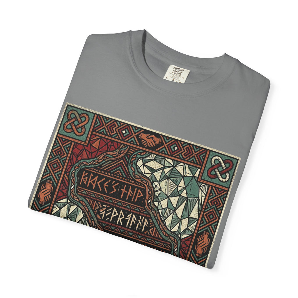 Viking Knotwork "Brace Ship" Graphic T-Shirt — Norse Celtic Myth Art Tee