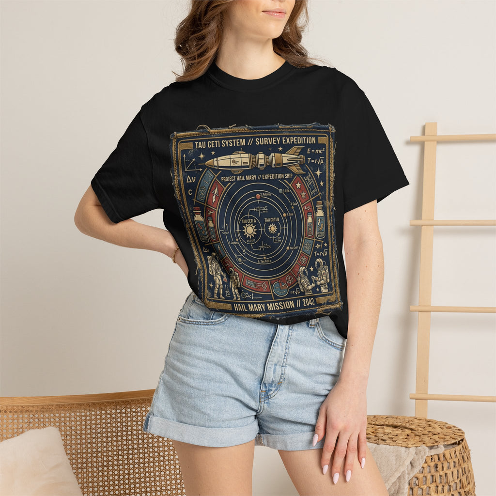 Astronaut Mission Patch T-Shirt — Solar System Survey '2047' Vintage Space Graphic Shirt