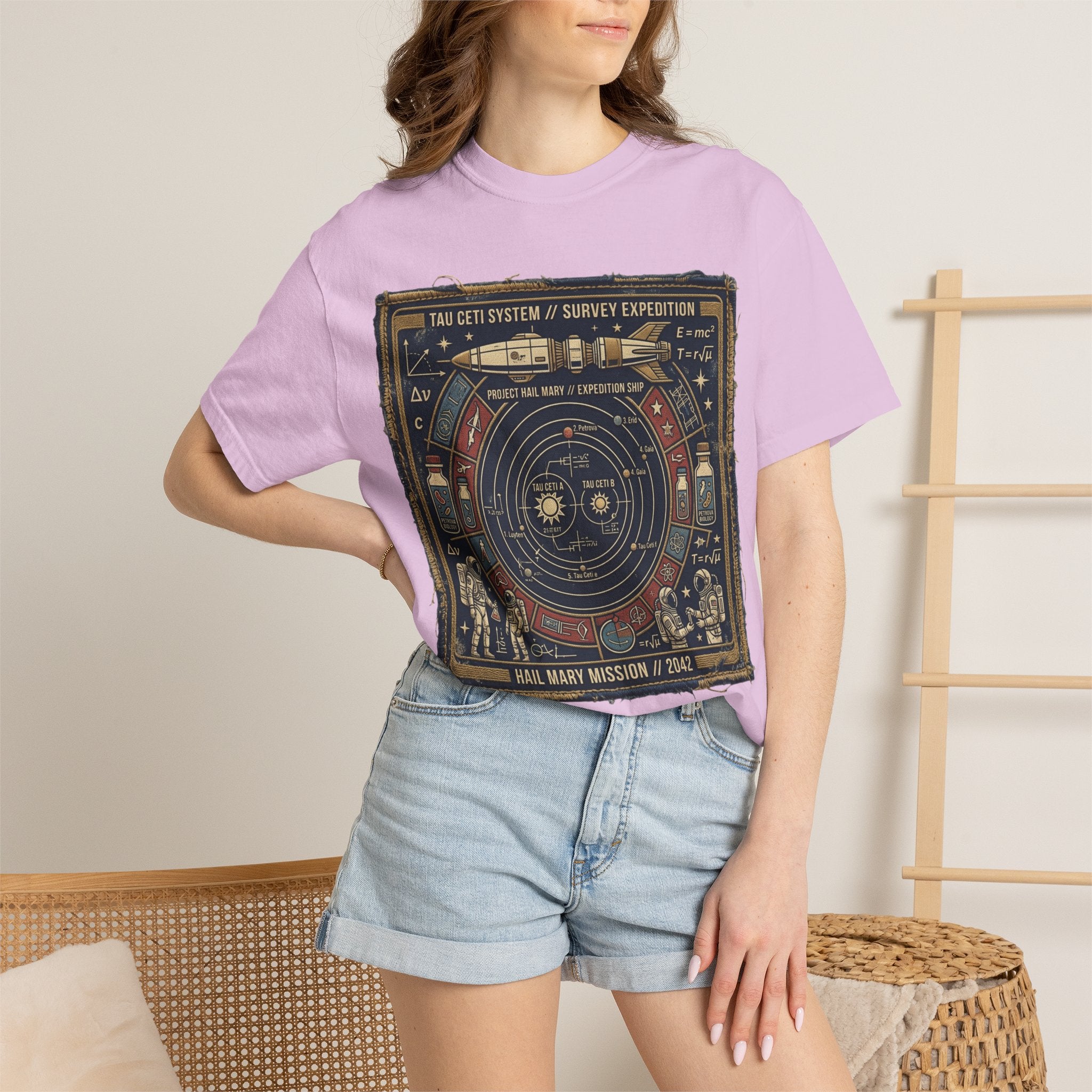 Astronaut Mission Patch T-Shirt — Solar System Survey '2047' Vintage Space Graphic Shirt