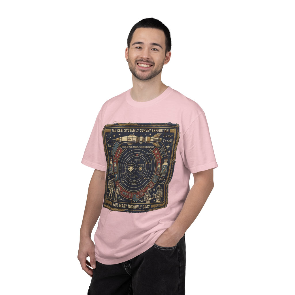 Astronaut Mission Patch T-Shirt — Solar System Survey '2047' Vintage Space Graphic Shirt