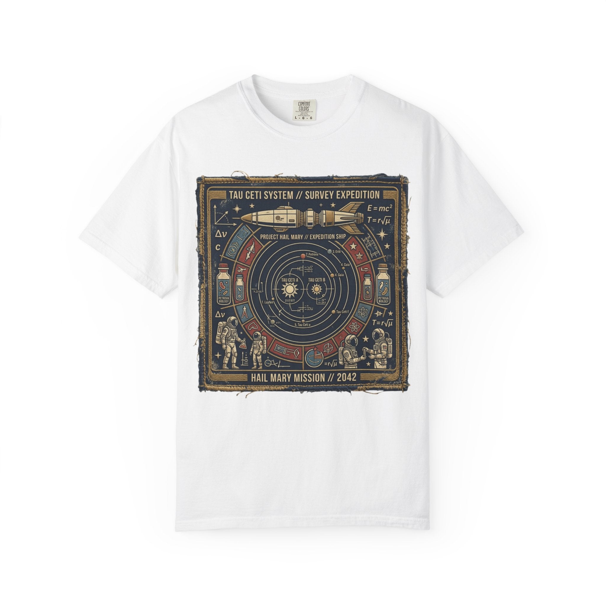 Astronaut Mission Patch T-Shirt — Solar System Survey '2047' Vintage Space Graphic Shirt