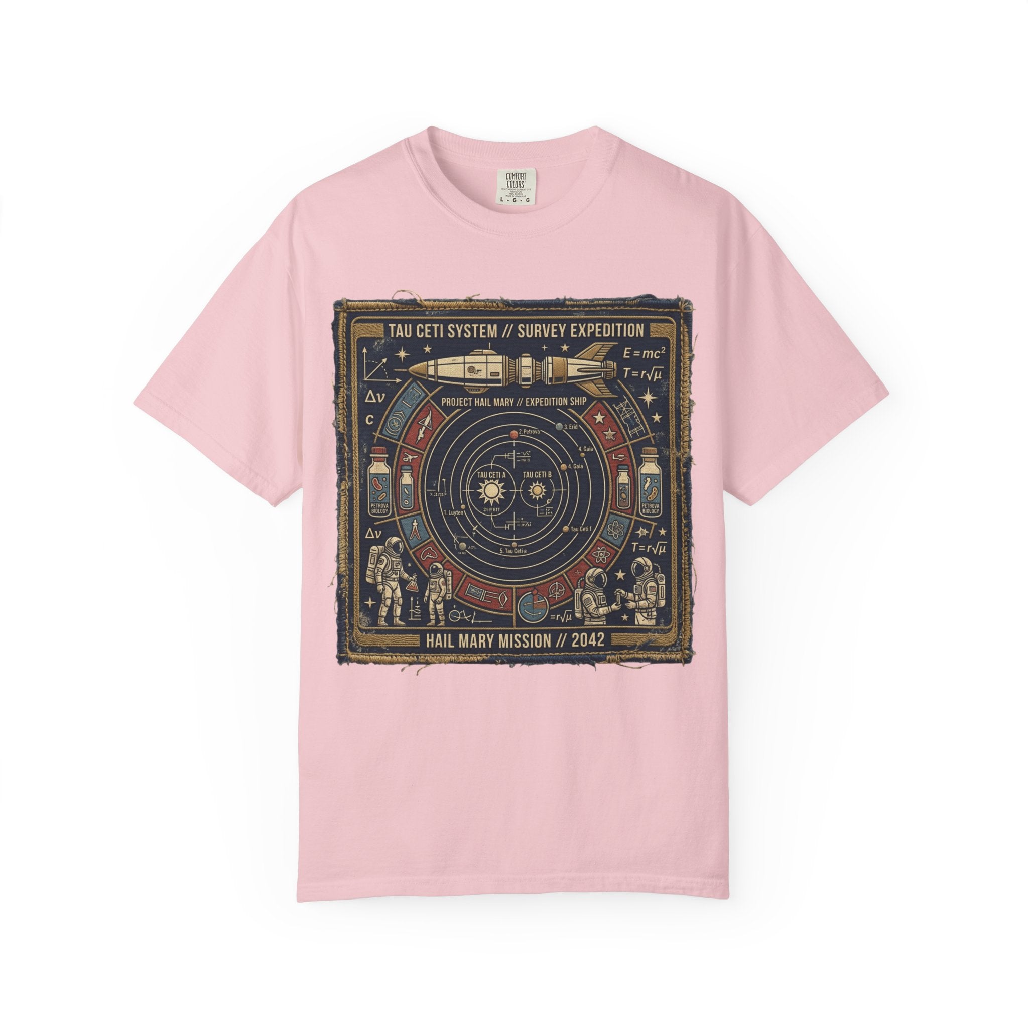 Astronaut Mission Patch T-Shirt — Solar System Survey '2047' Vintage Space Graphic Shirt