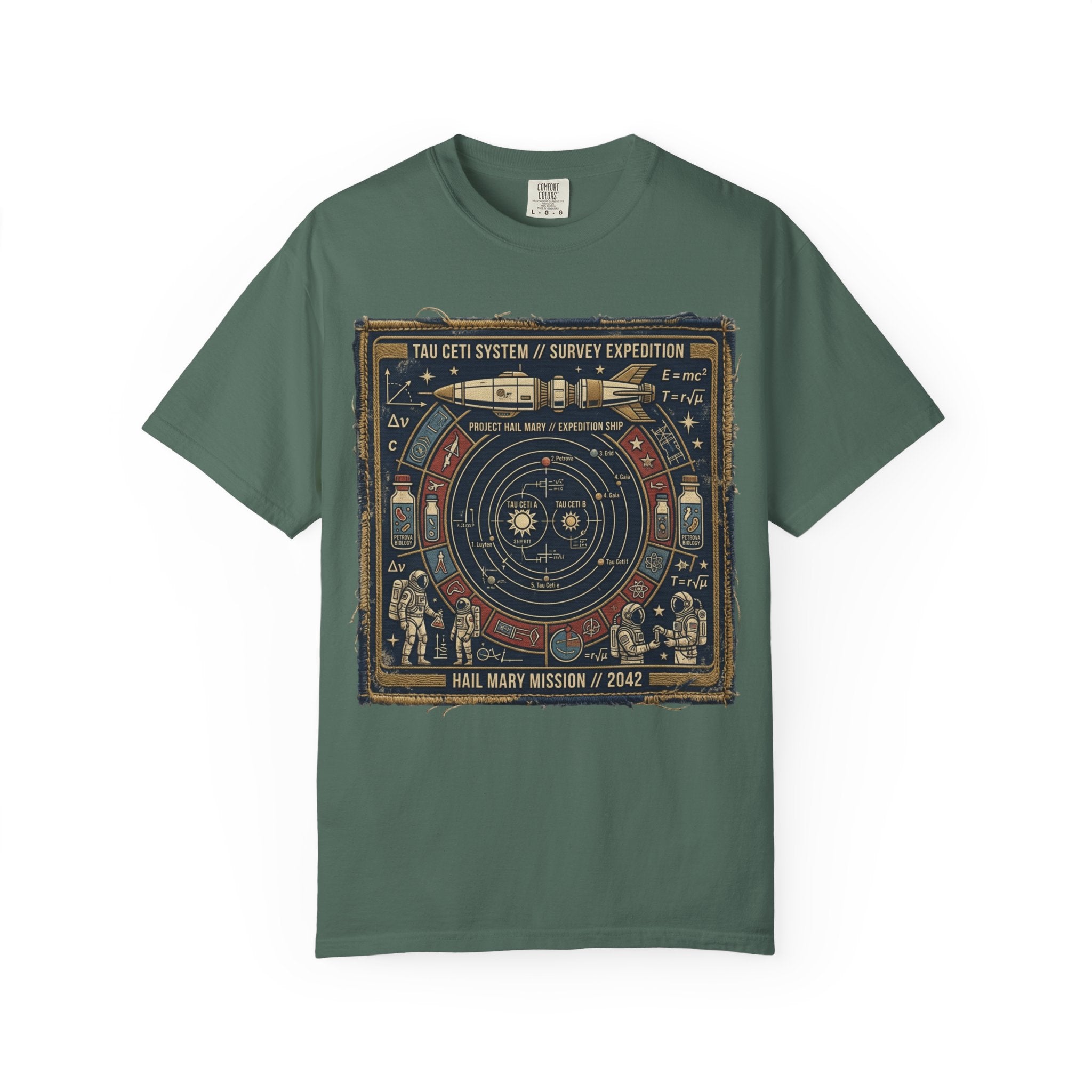 Astronaut Mission Patch T-Shirt — Solar System Survey '2047' Vintage Space Graphic Shirt