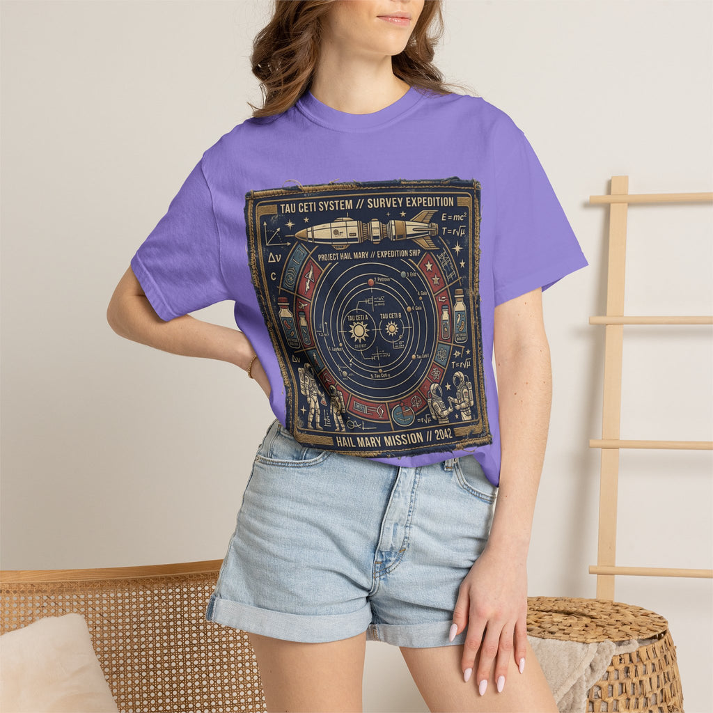 Astronaut Mission Patch T-Shirt — Solar System Survey '2047' Vintage Space Graphic Shirt