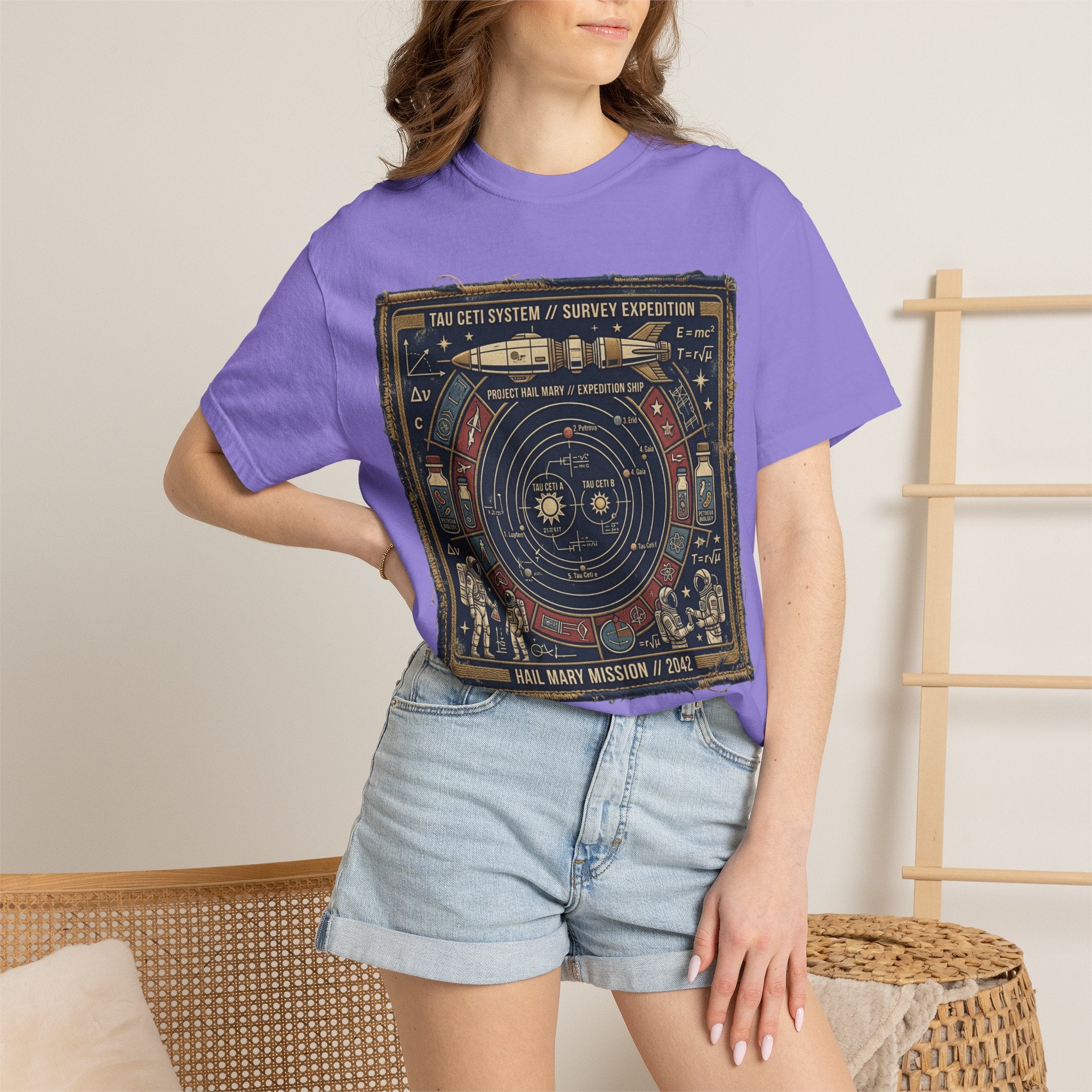 Astronaut Mission Patch T-Shirt — Solar System Survey '2047' Vintage Space Graphic Shirt