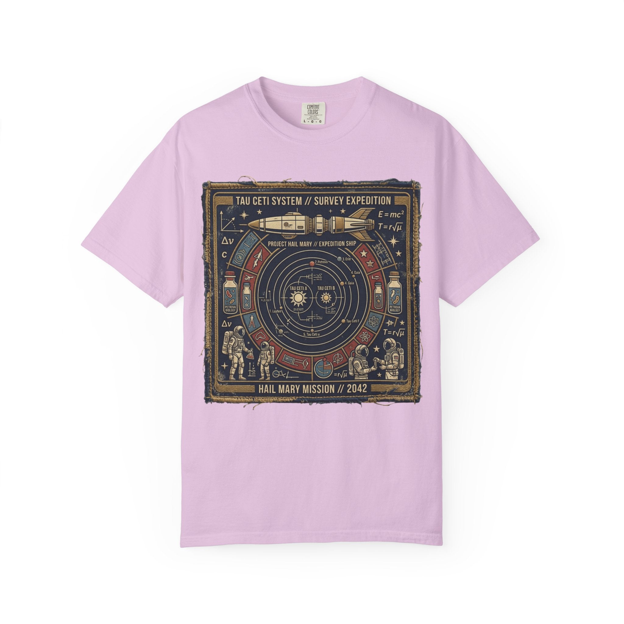 Astronaut Mission Patch T-Shirt — Solar System Survey '2047' Vintage Space Graphic Shirt