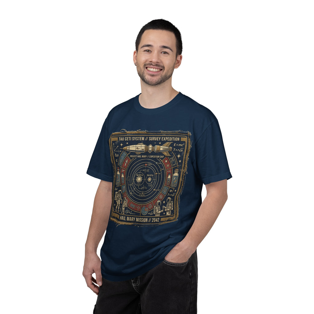 Astronaut Mission Patch T-Shirt — Solar System Survey '2047' Vintage Space Graphic Shirt