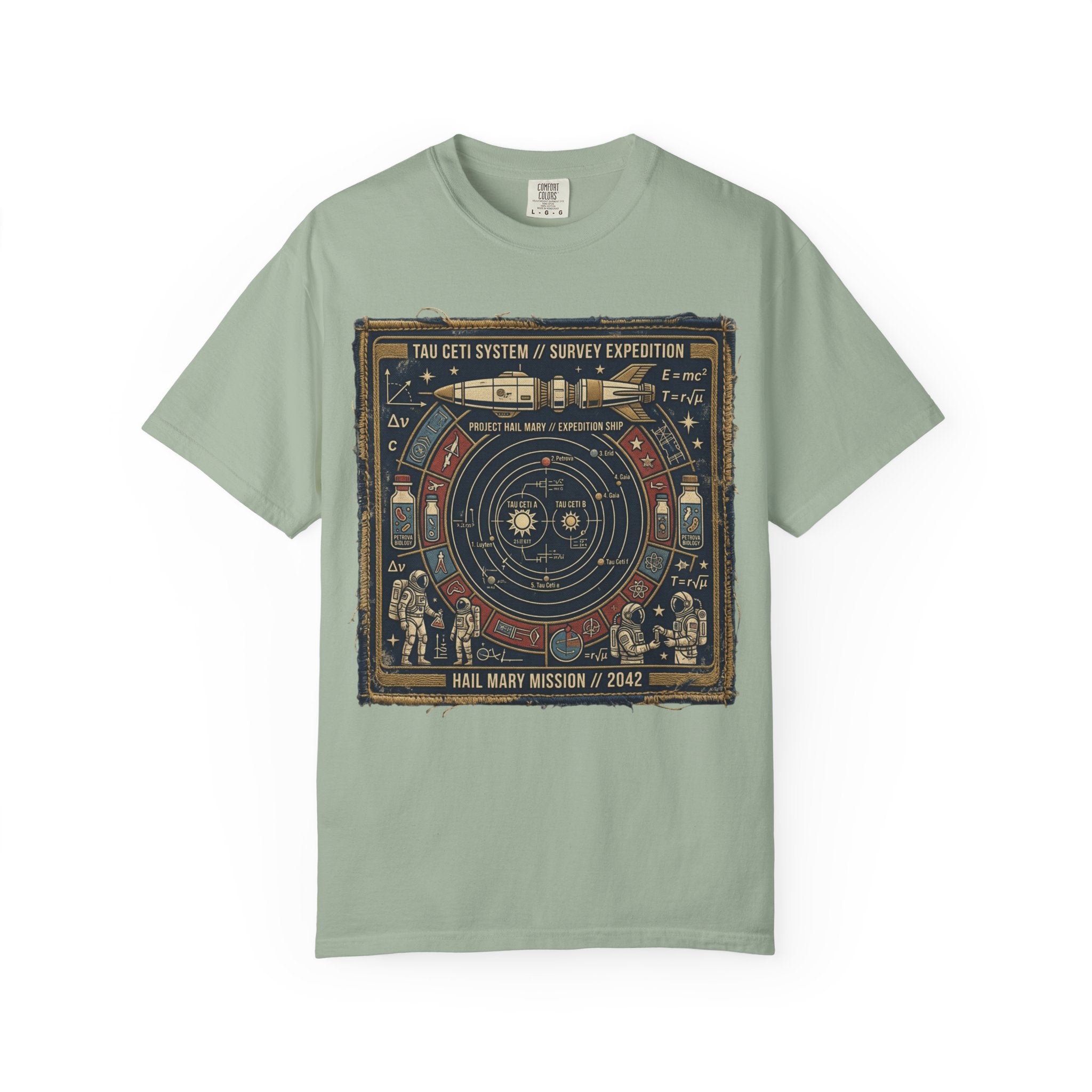 Astronaut Mission Patch T-Shirt — Solar System Survey '2047' Vintage Space Graphic Shirt