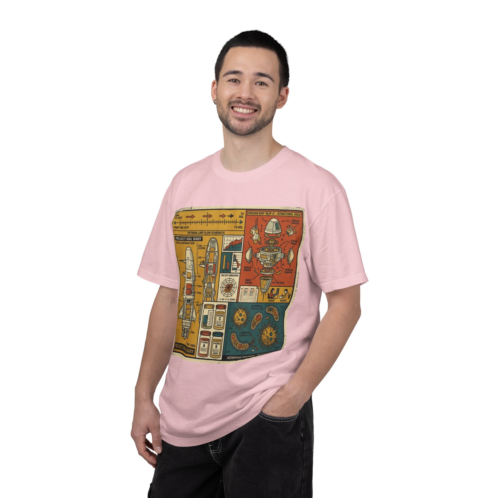 Rocket Blueprint T-Shirt — Retro Space Exploration Diagram Tee