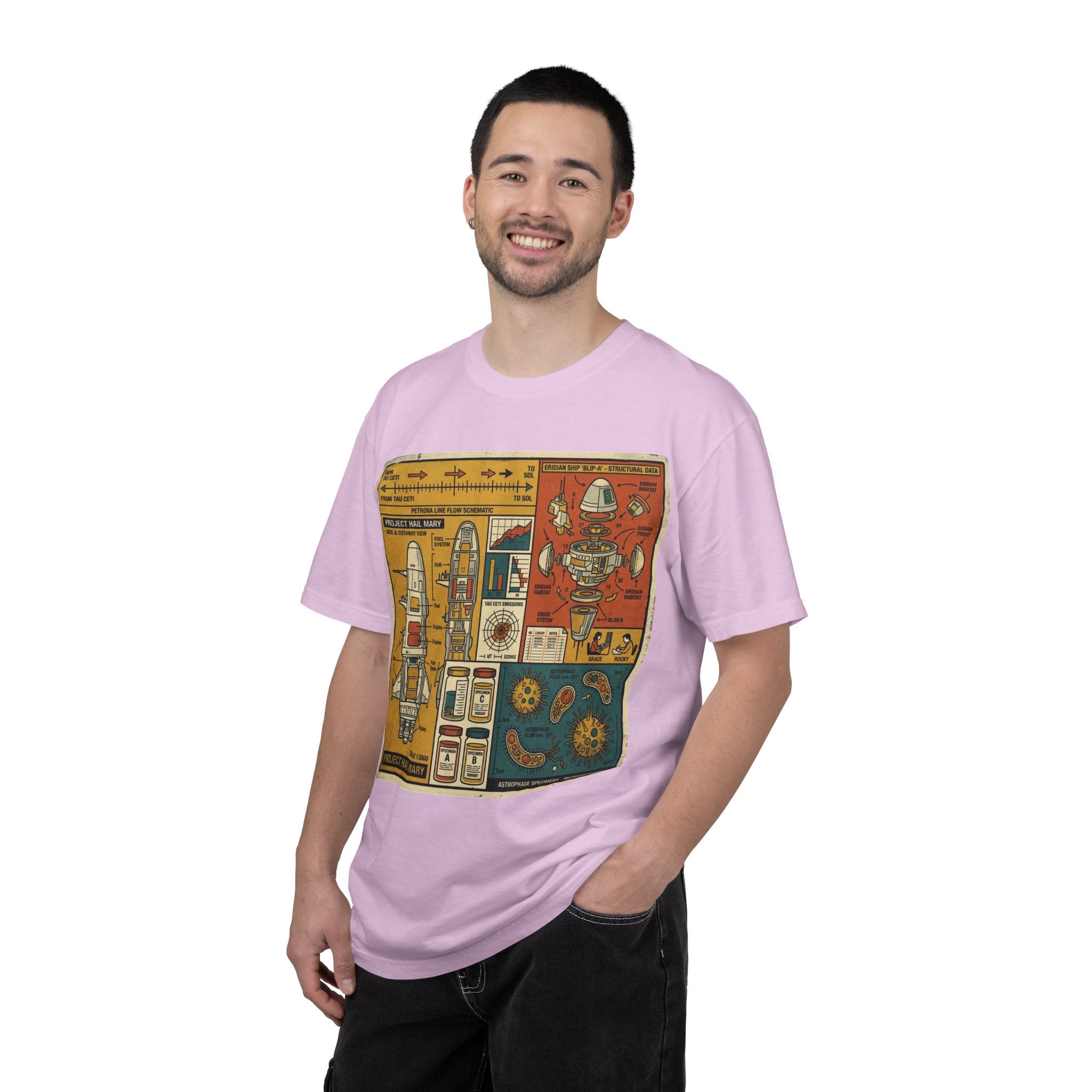 Rocket Blueprint T-Shirt — Retro Space Exploration Diagram Tee
