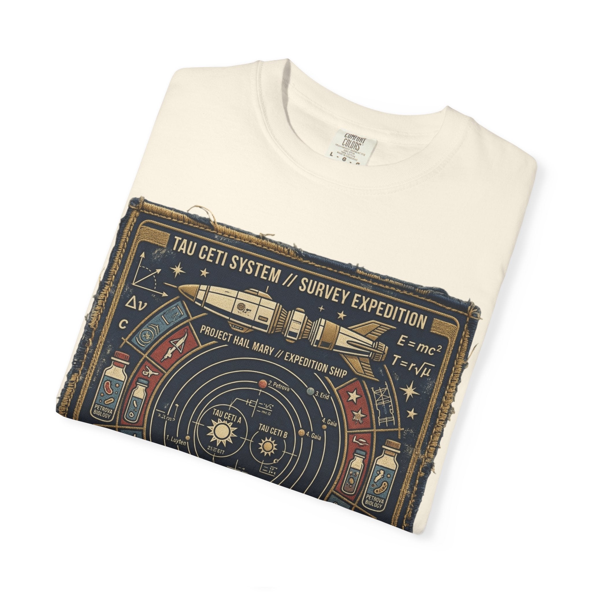 Astronaut Mission Patch T-Shirt — Solar System Survey '2047' Vintage Space Graphic Shirt