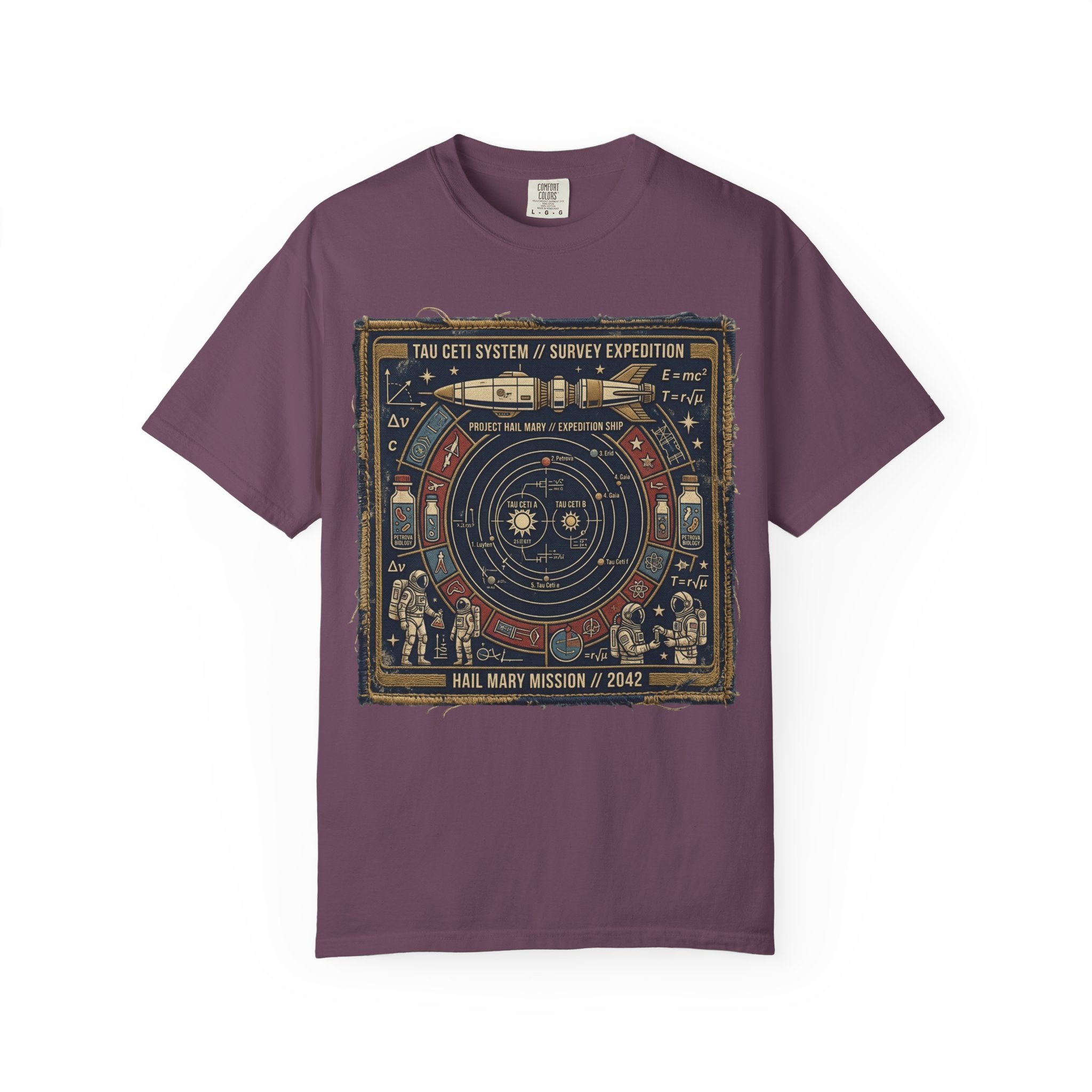 Astronaut Mission Patch T-Shirt — Solar System Survey '2047' Vintage Space Graphic Shirt