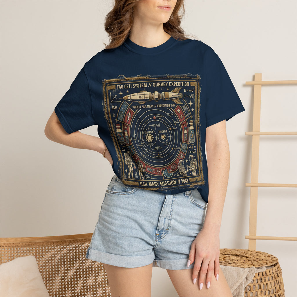 Astronaut Mission Patch T-Shirt — Solar System Survey '2047' Vintage Space Graphic Shirt