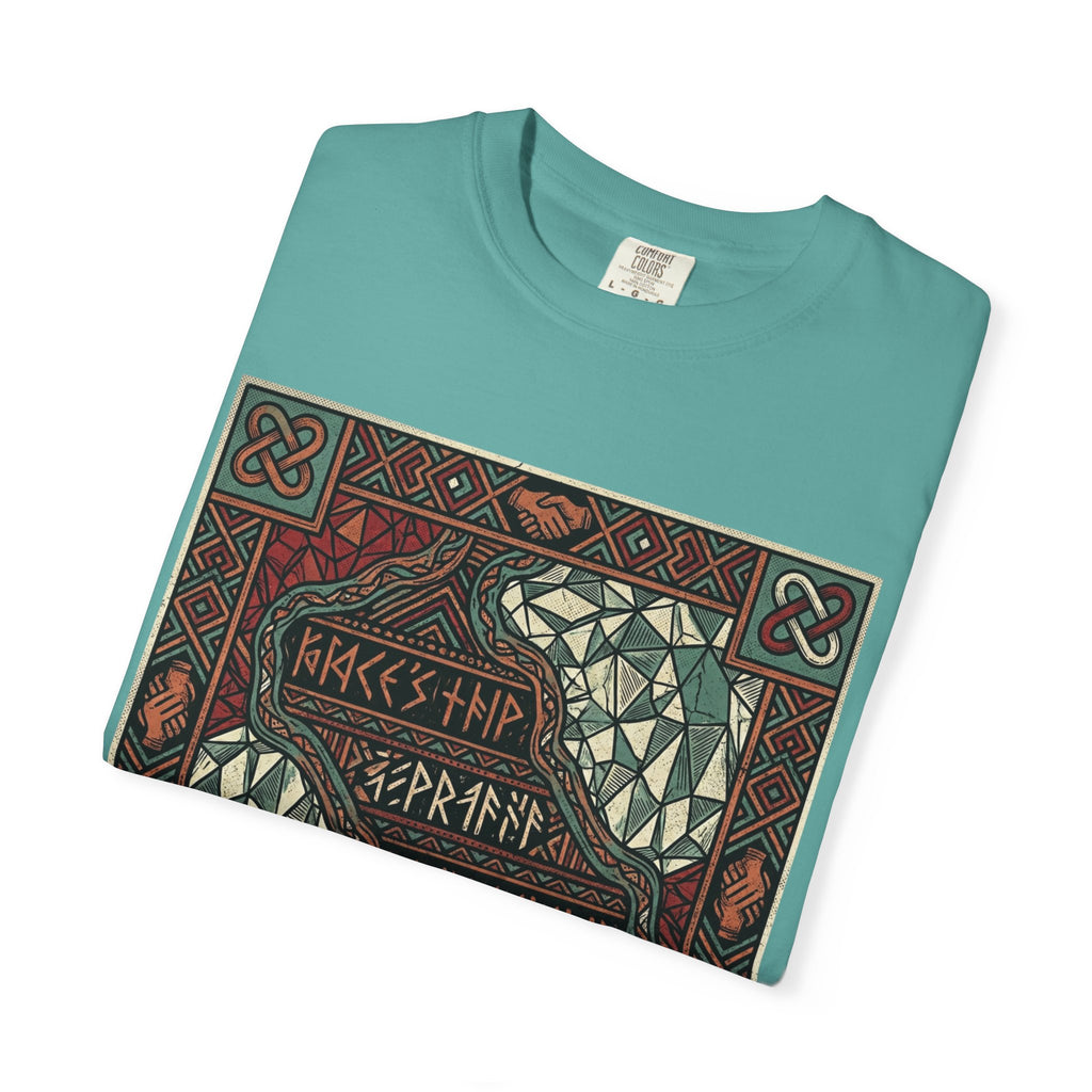 Viking Knotwork "Brace Ship" Graphic T-Shirt — Norse Celtic Myth Art Tee