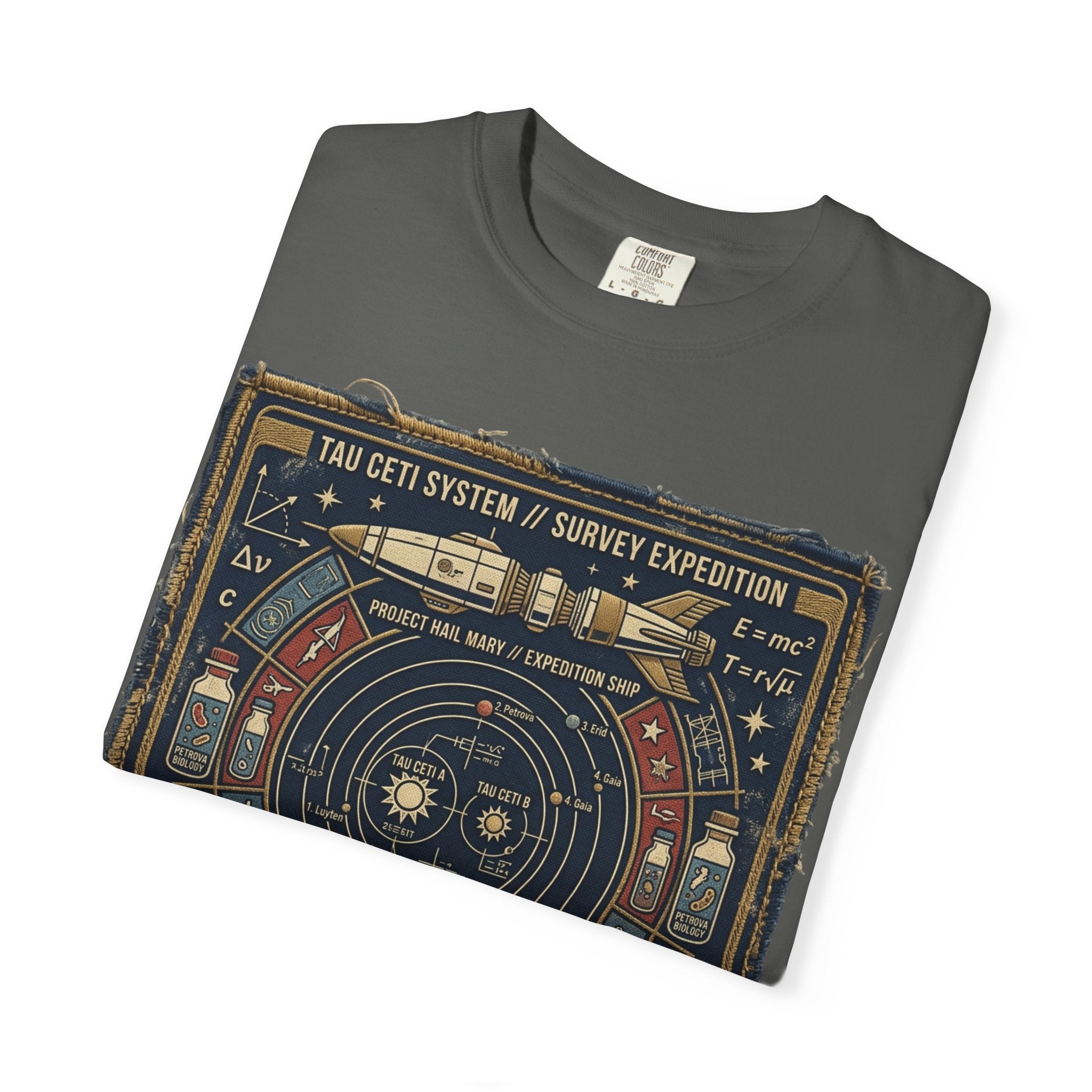 Astronaut Mission Patch T-Shirt — Solar System Survey '2047' Vintage Space Graphic Shirt