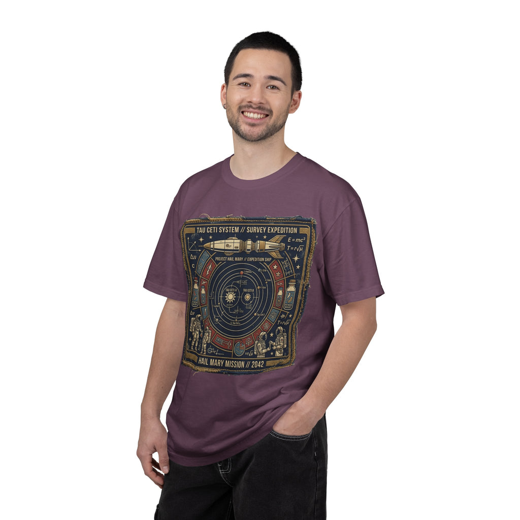 Astronaut Mission Patch T-Shirt — Solar System Survey '2047' Vintage Space Graphic Shirt