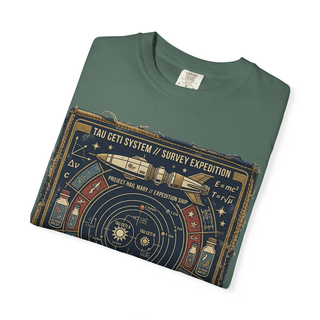 Astronaut Mission Patch T-Shirt — Solar System Survey '2047' Vintage Space Graphic Shirt