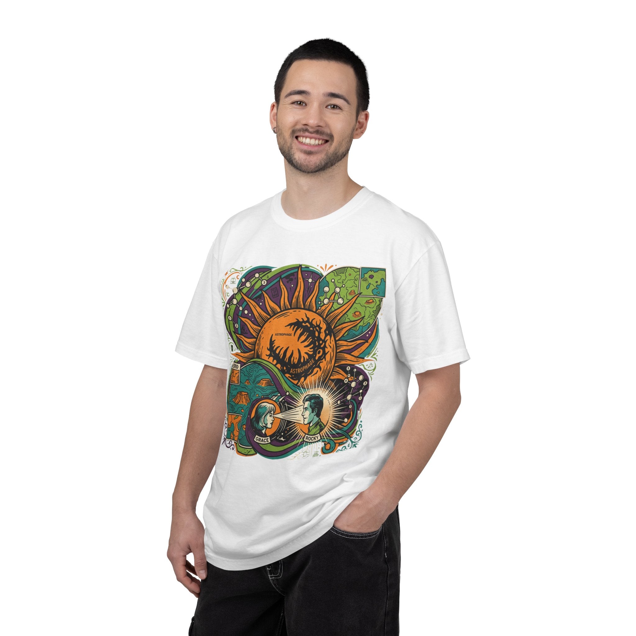 Sun and Moon Retro Graphic T-Shirt — Psychedelic Celestial Art Tee