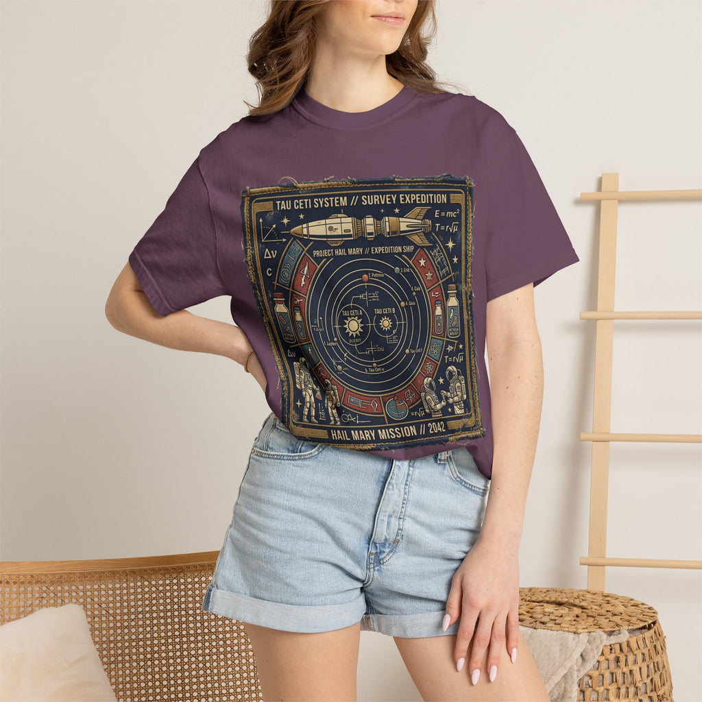 Astronaut Mission Patch T-Shirt — Solar System Survey '2047' Vintage Space Graphic Shirt
