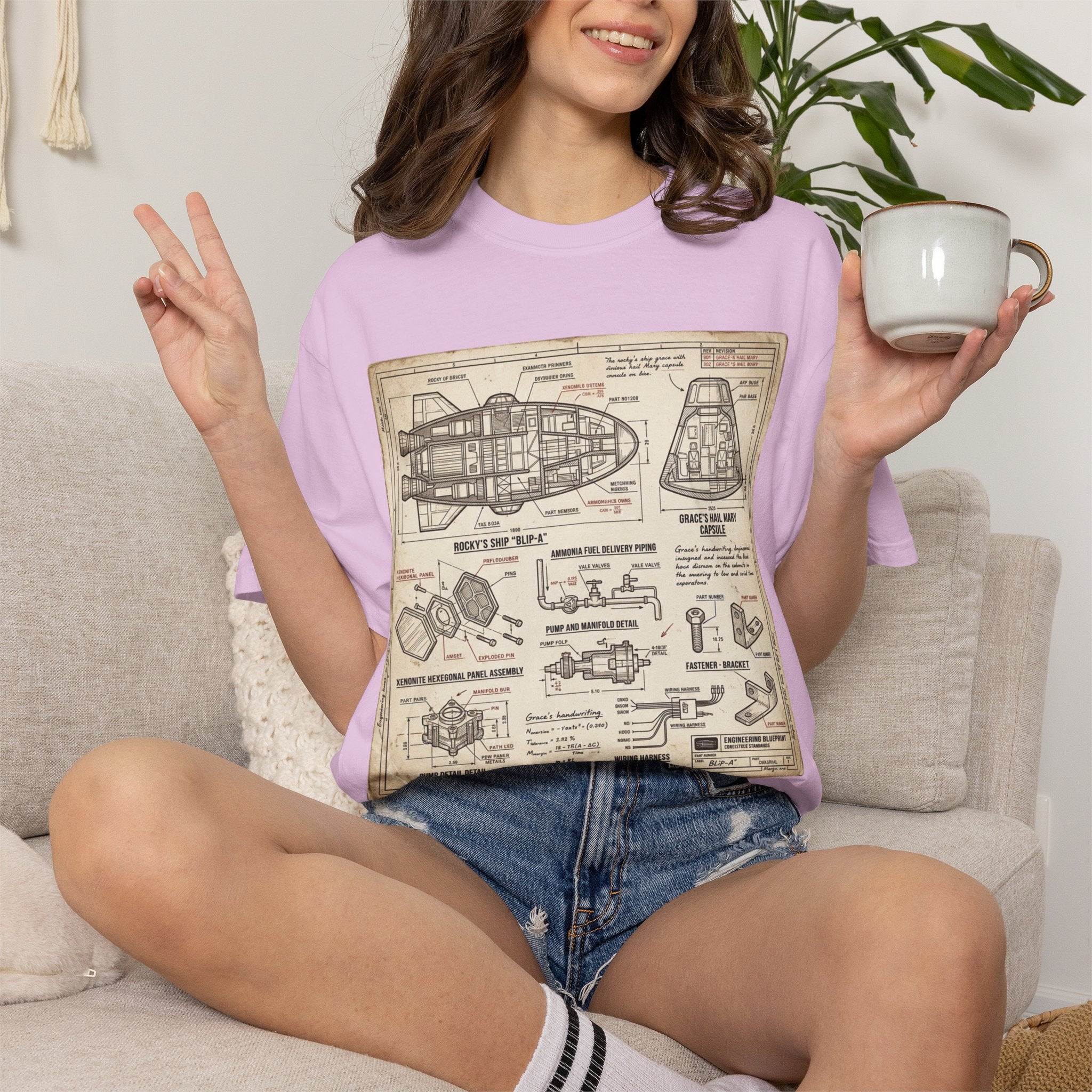 Spacecraft Blueprint T‑Shirt — Vintage Rocket Diagram Tee