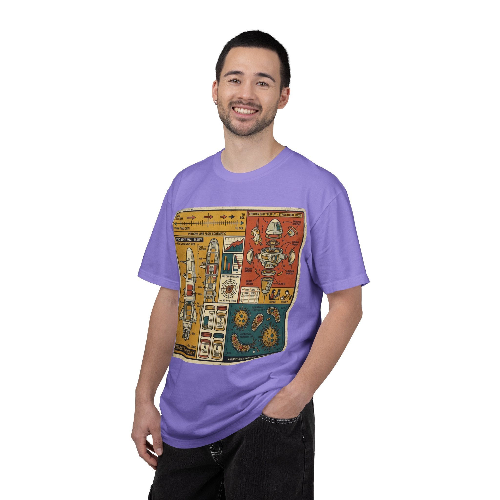 Rocket Blueprint T-Shirt — Retro Space Exploration Diagram Tee