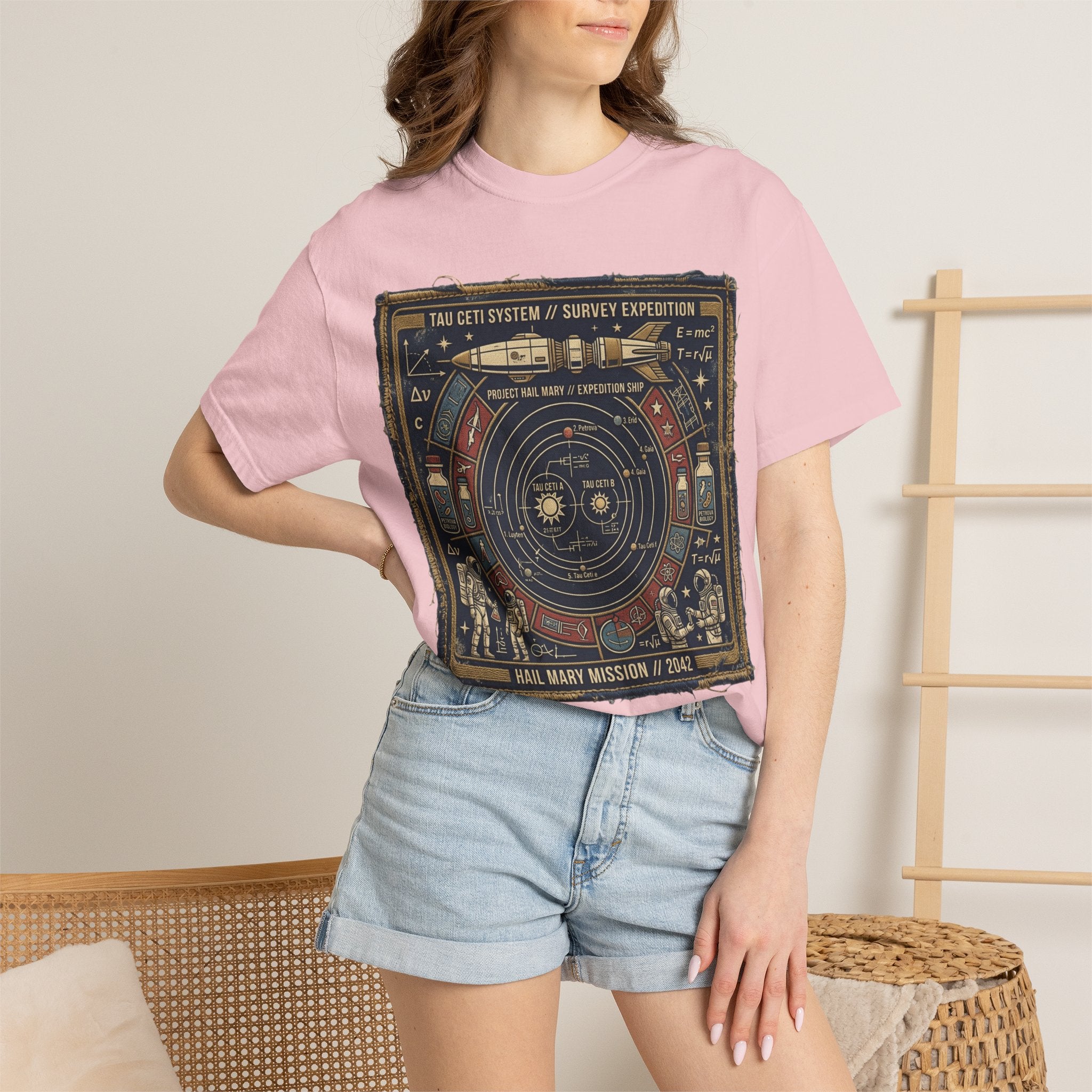 Astronaut Mission Patch T-Shirt — Solar System Survey '2047' Vintage Space Graphic Shirt