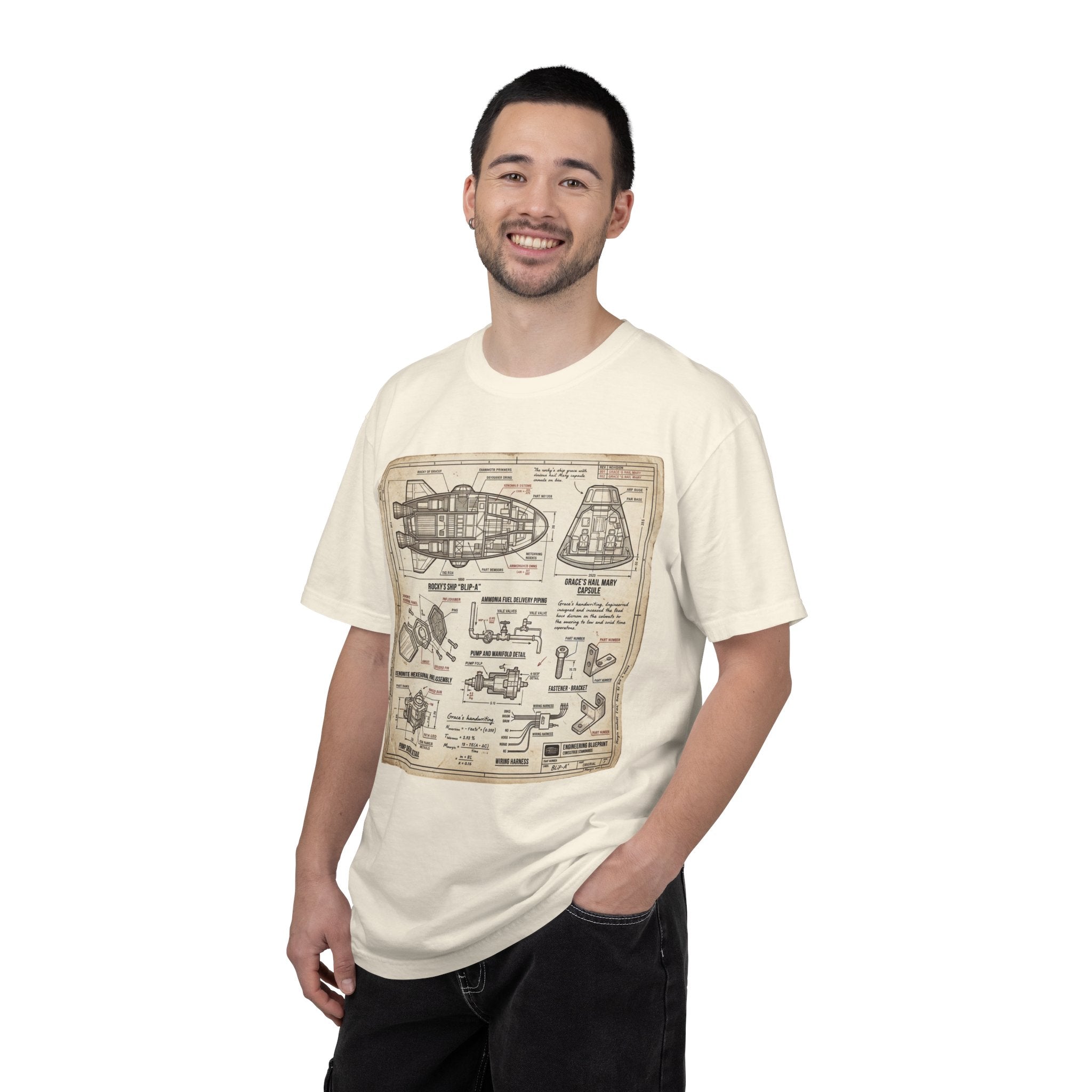 Spacecraft Blueprint T‑Shirt — Vintage Rocket Diagram Tee