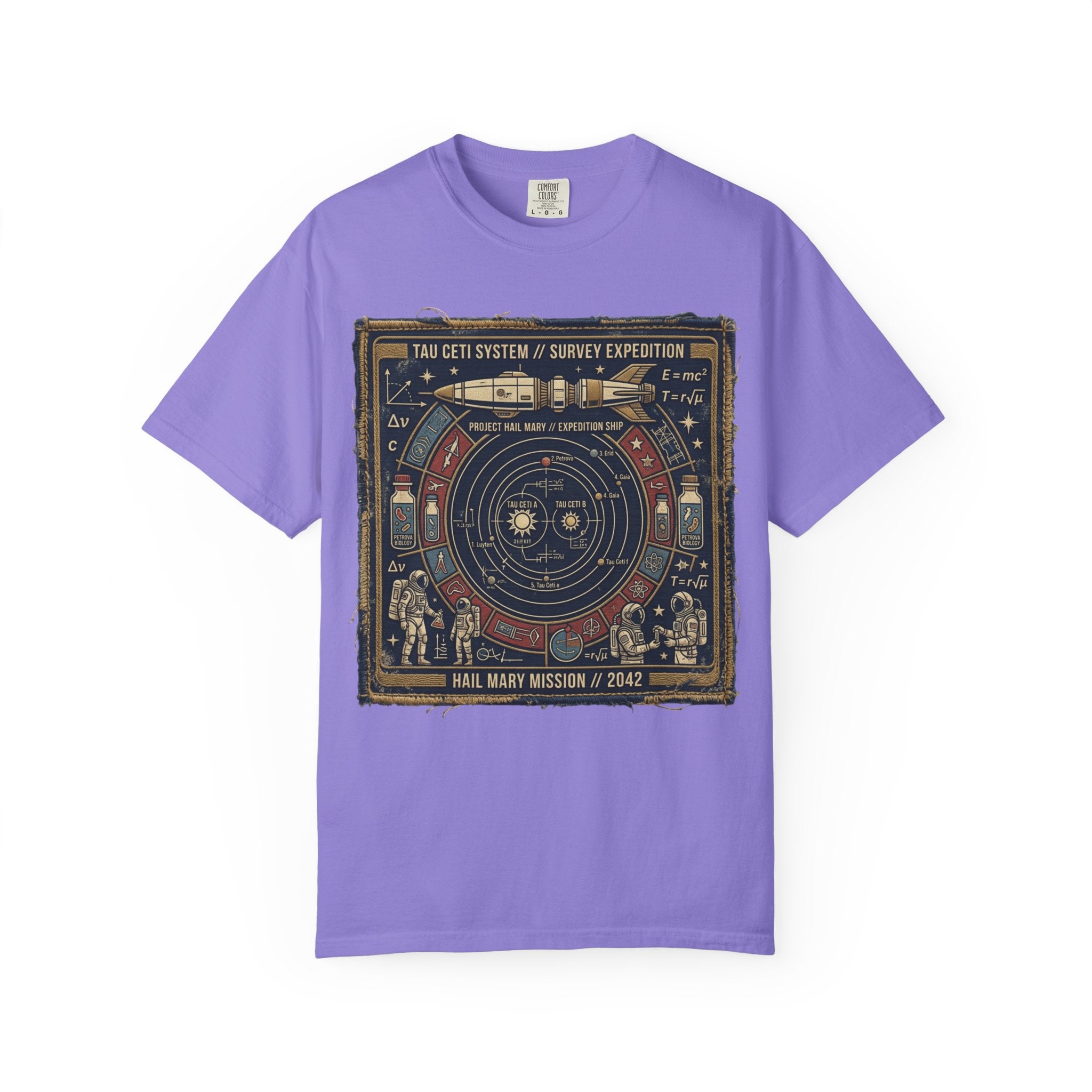 Astronaut Mission Patch T-Shirt — Solar System Survey '2047' Vintage Space Graphic Shirt