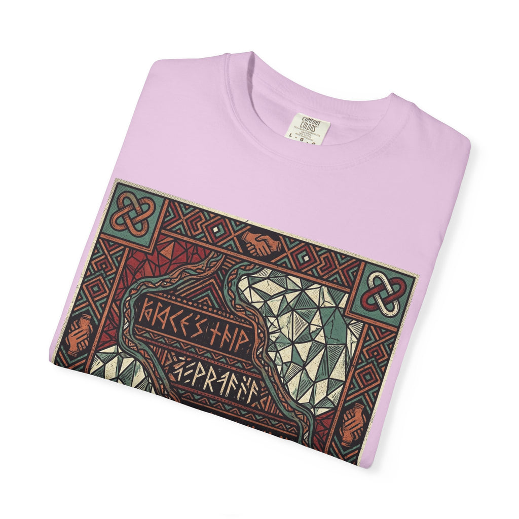 Viking Knotwork "Brace Ship" Graphic T-Shirt — Norse Celtic Myth Art Tee