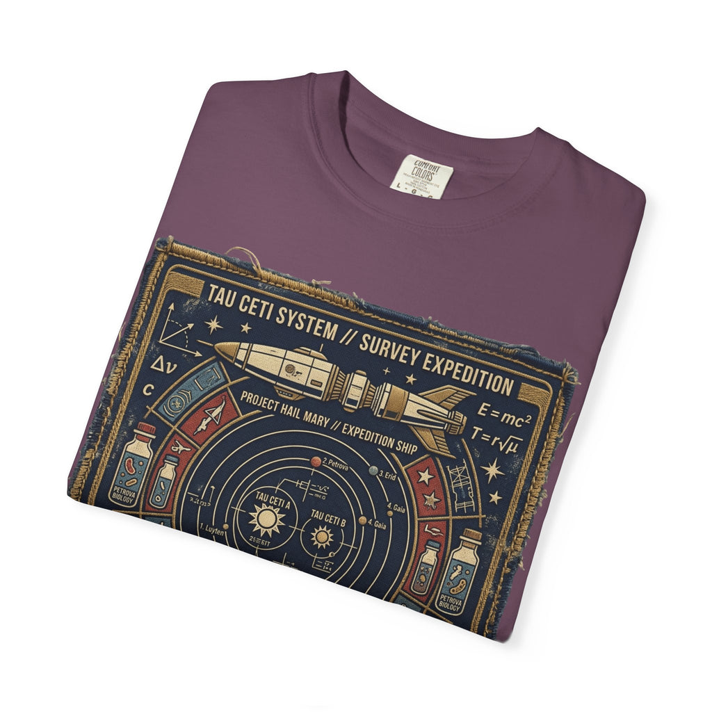 Astronaut Mission Patch T-Shirt — Solar System Survey '2047' Vintage Space Graphic Shirt