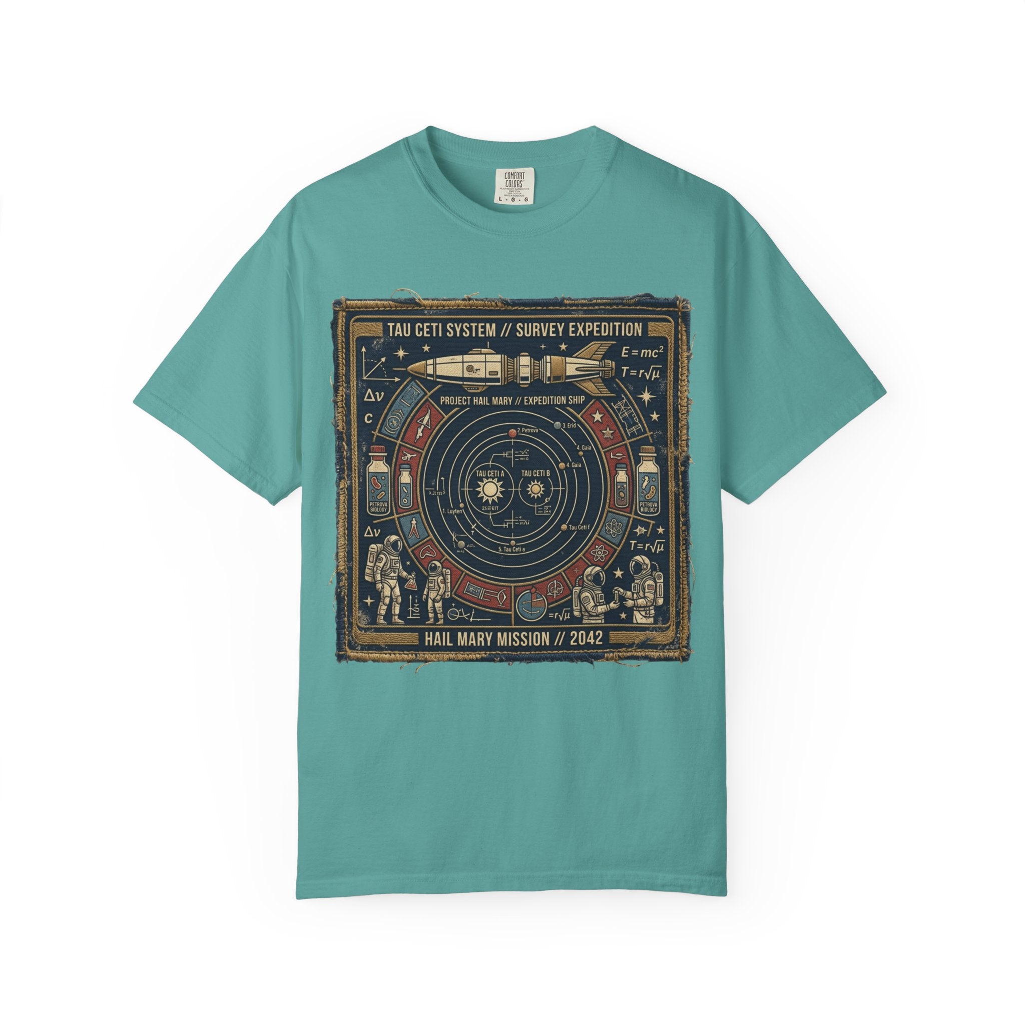 Astronaut Mission Patch T-Shirt — Solar System Survey '2047' Vintage Space Graphic Shirt
