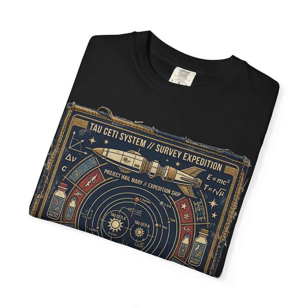 Astronaut Mission Patch T-Shirt — Solar System Survey '2047' Vintage Space Graphic Shirt