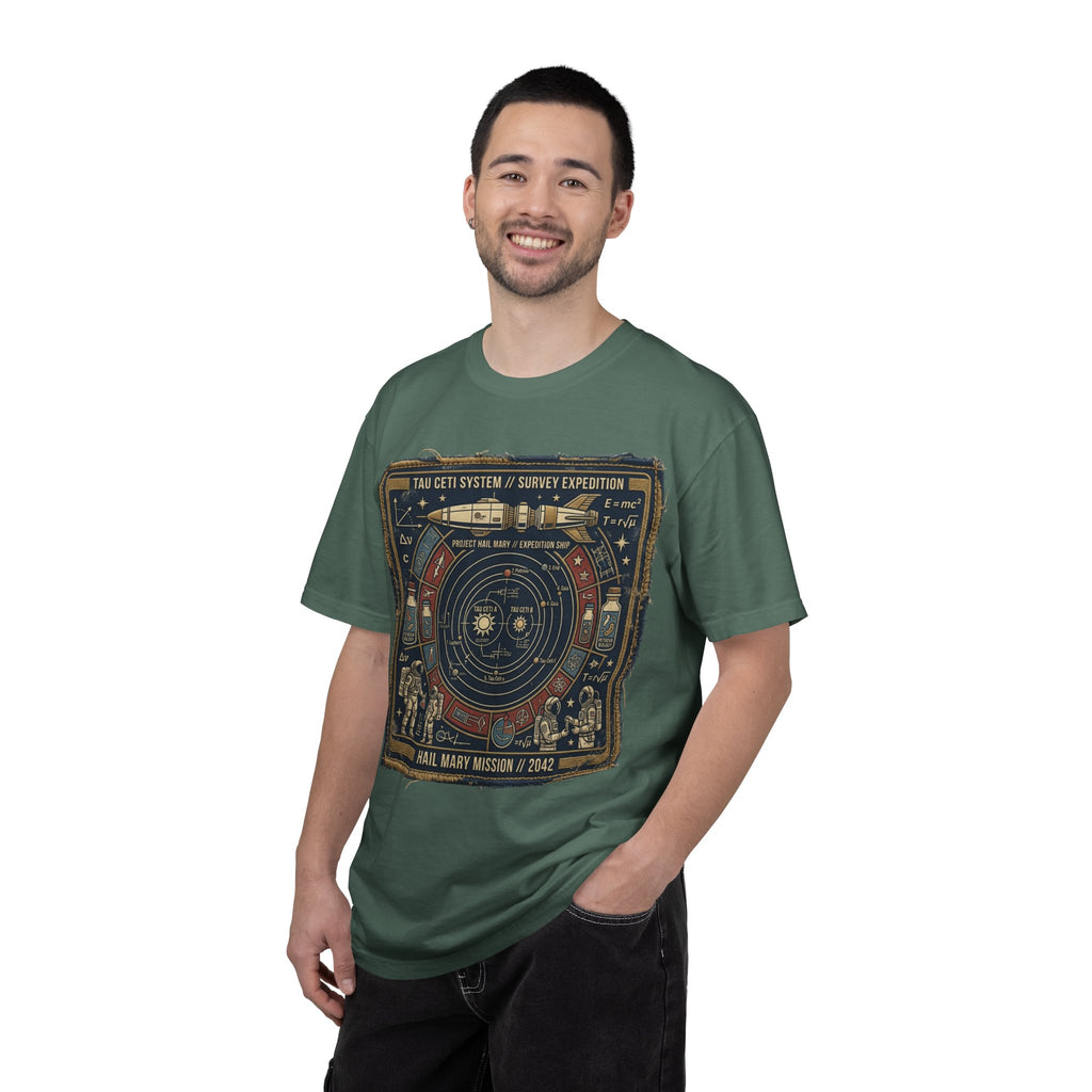 Astronaut Mission Patch T-Shirt — Solar System Survey '2047' Vintage Space Graphic Shirt