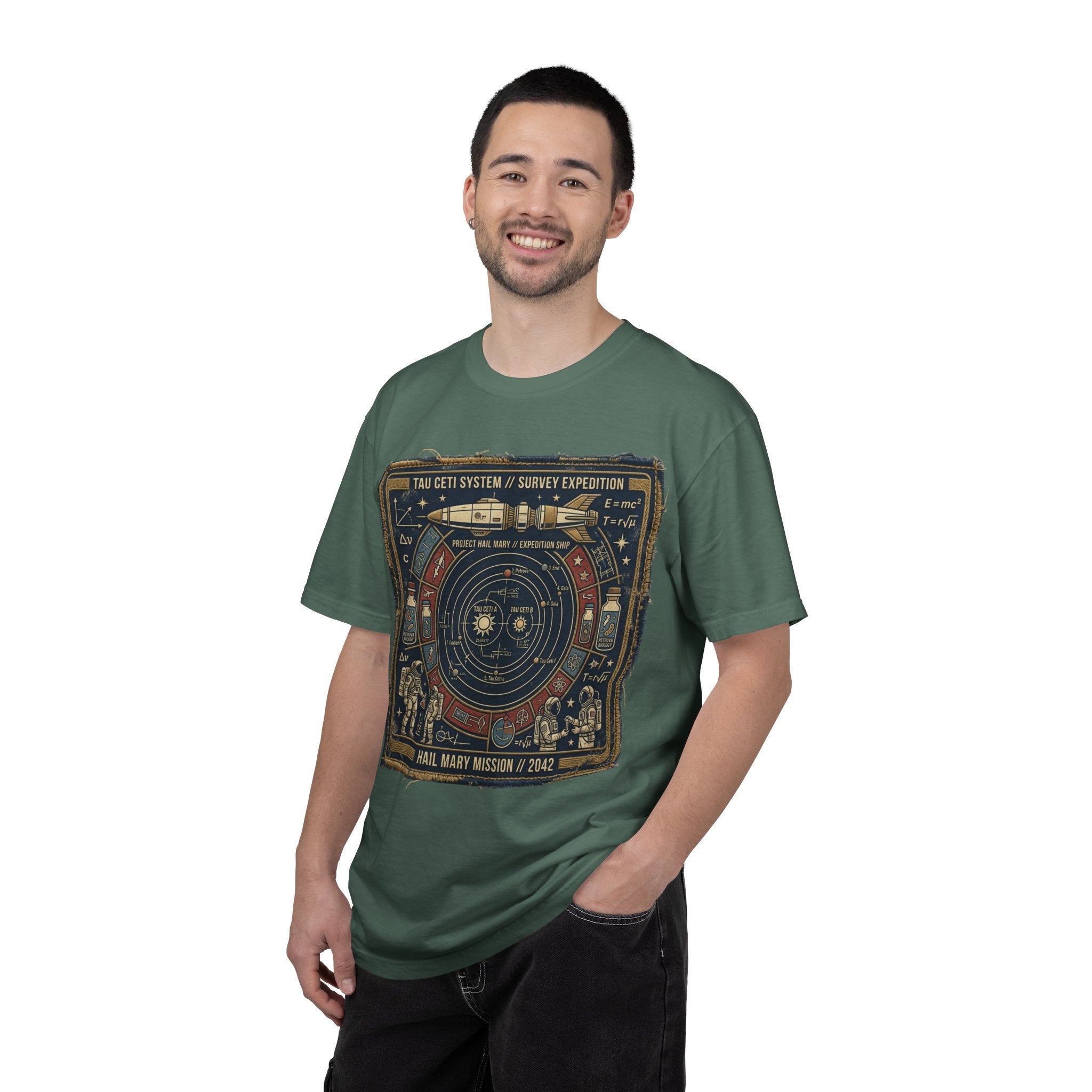 Astronaut Mission Patch T-Shirt — Solar System Survey '2047' Vintage Space Graphic Shirt